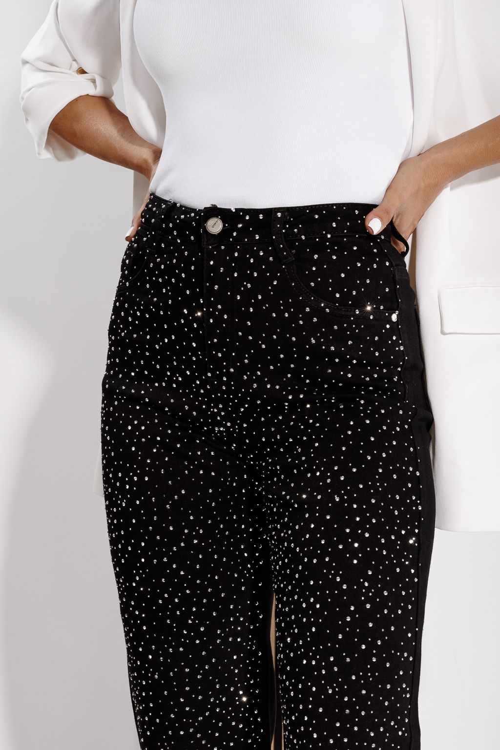 Blugi Wide Leg Dama Elora Negri #A1193