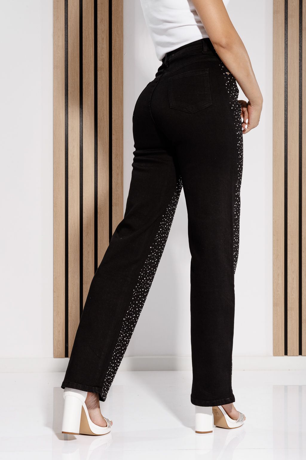Blugi Wide Leg Dama Elora Negri #A1193