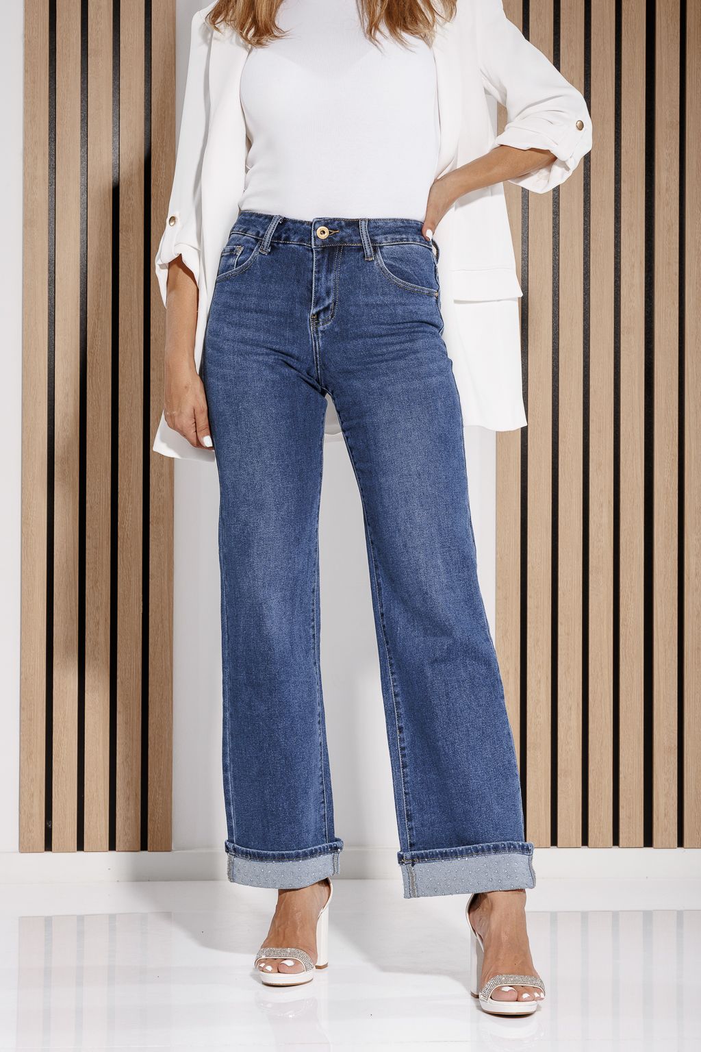 Blugi Wide Leg Dama Lia  Albastri #A1168