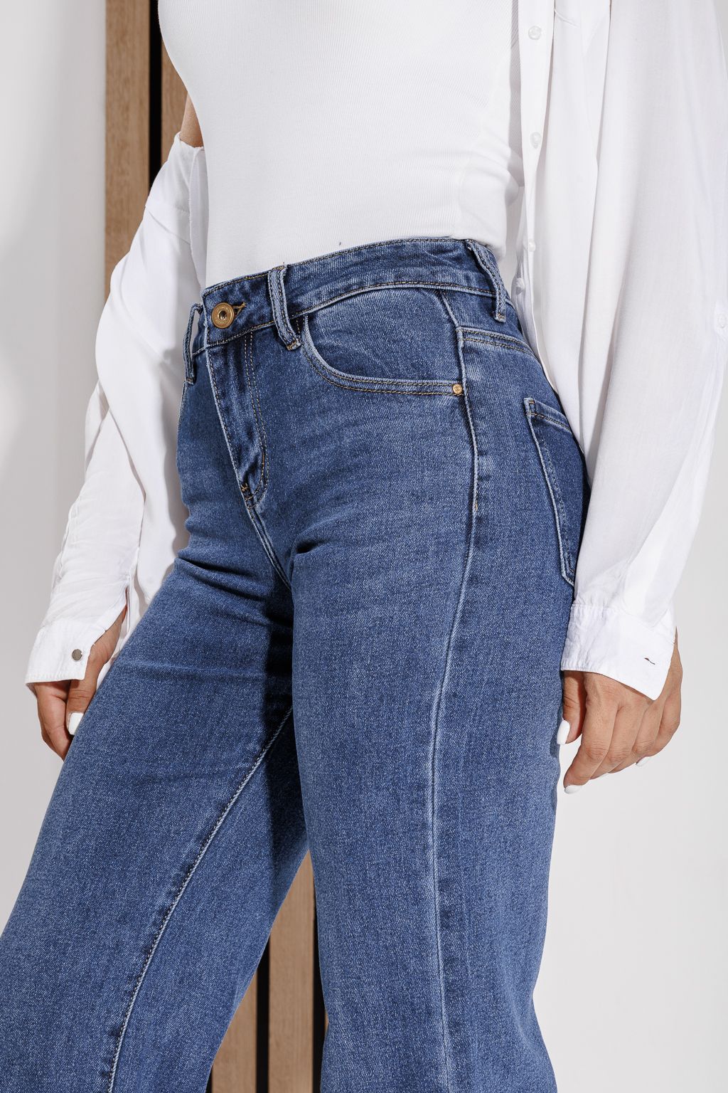 Blugi Wide Leg Dama Lia  Albastri #A1168