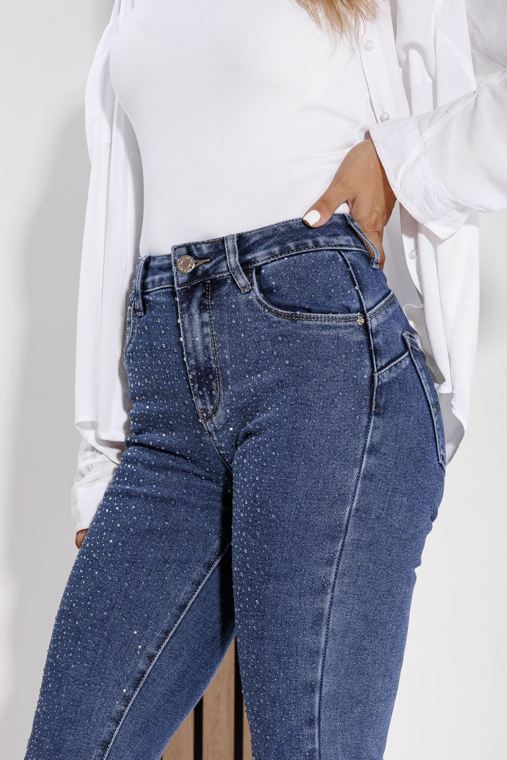 Blugi Skinny cu PushUp Dama Iris Albastri #A1171