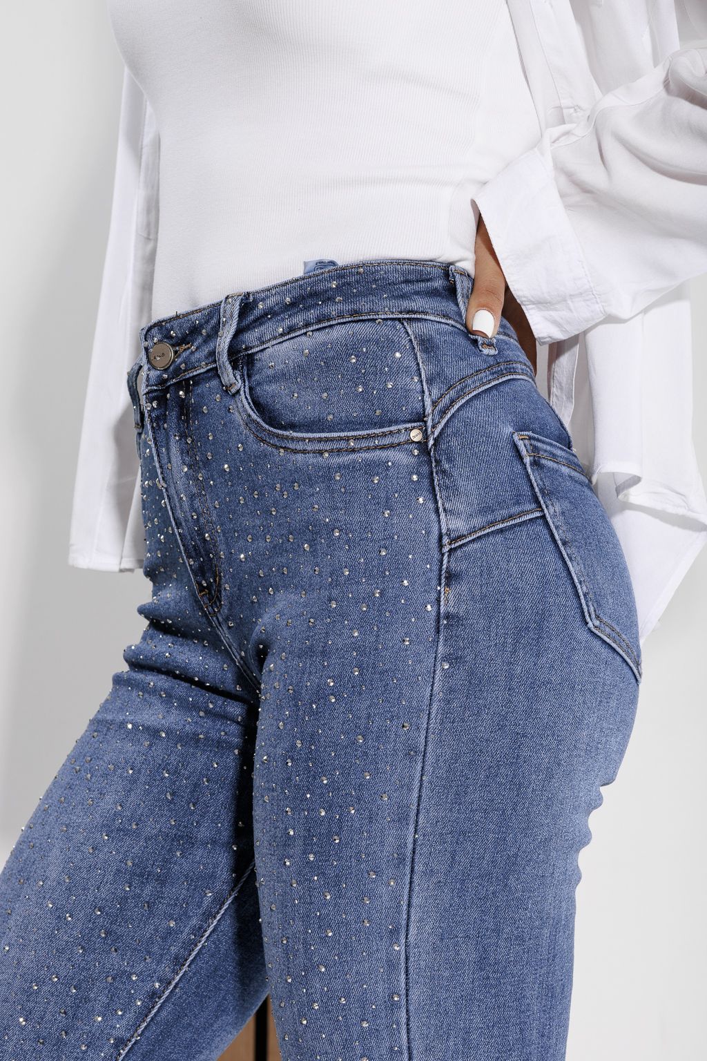 Blugi Skinny cu PushUp Dama Victoria Albastri #A1184