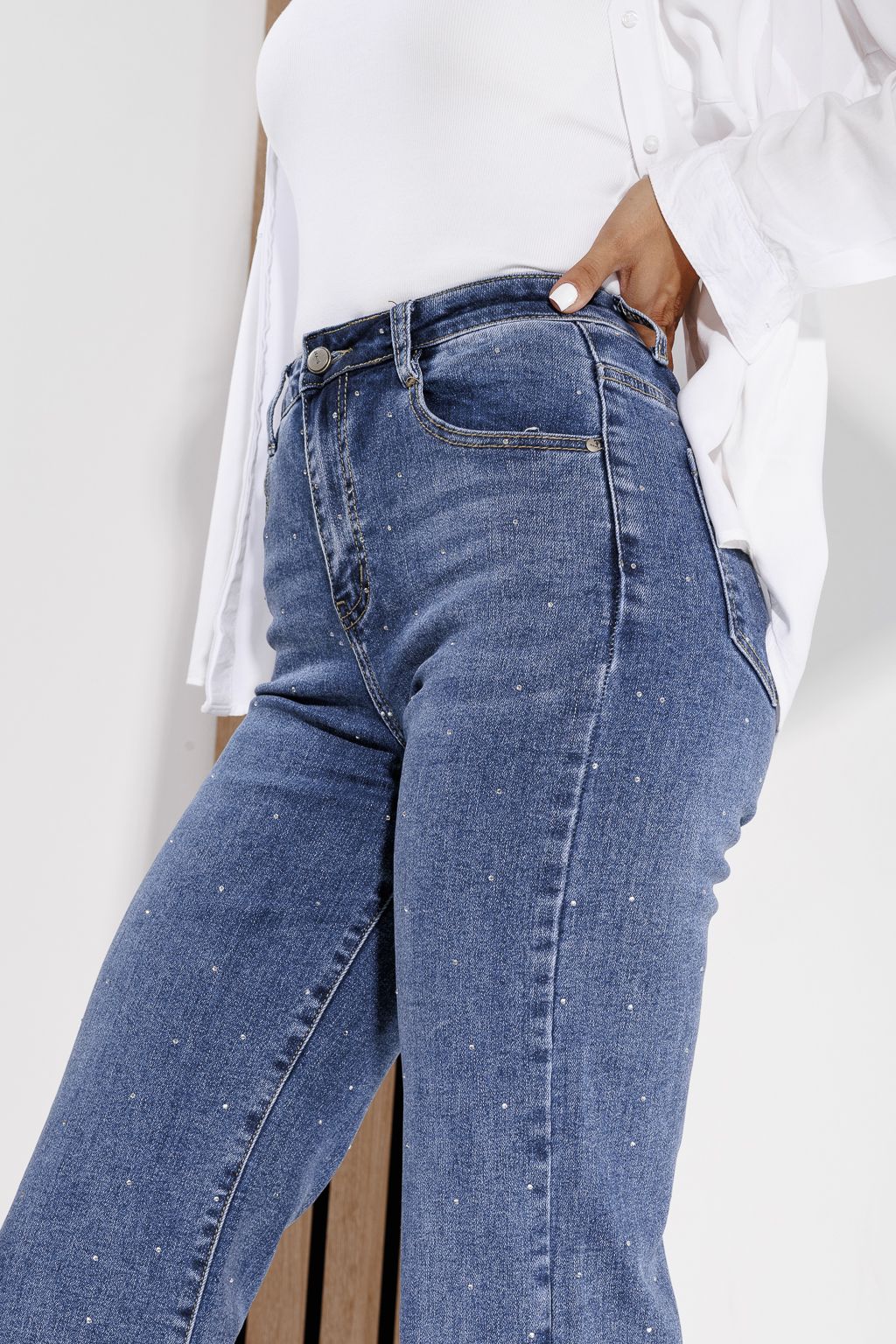 Blugi Wide Leg  Dama Freya Albastri #A1181