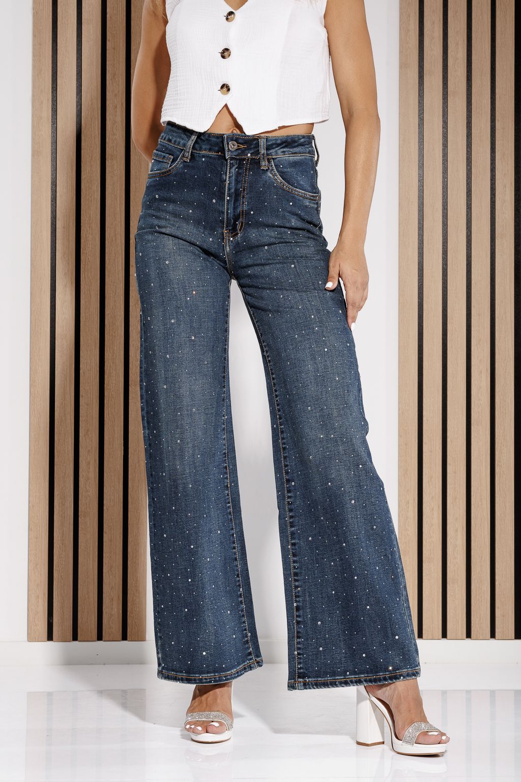 Blugi Evazati Dama Aura Albastri #A1174