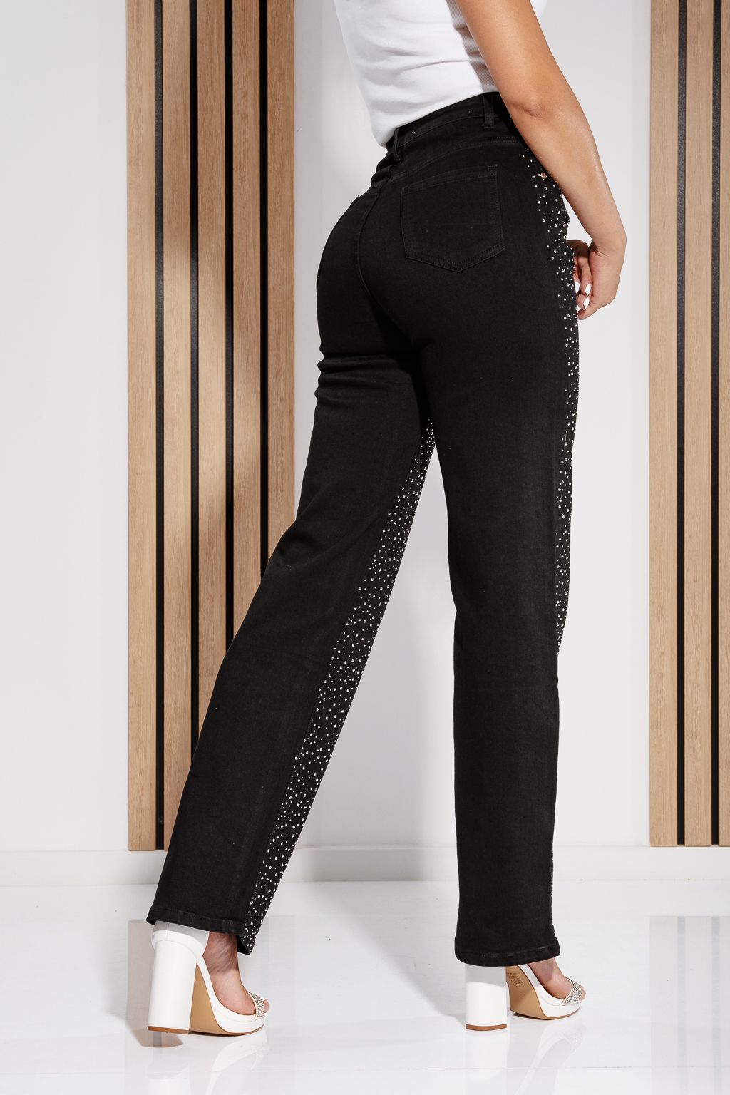 Blugi Wide Leg Dama Elora Negri #A1193