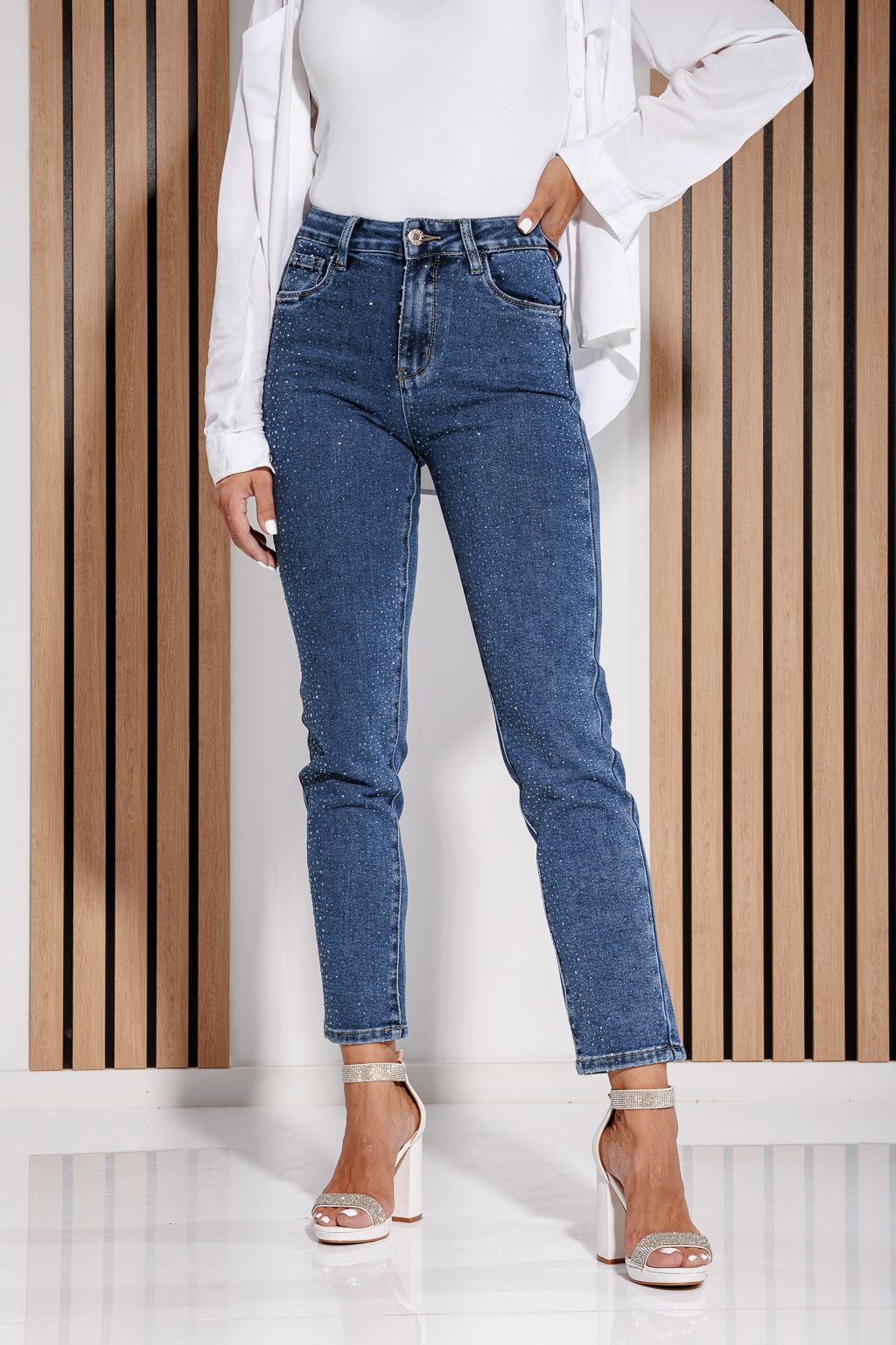 Blugi Skinny cu PushUp Dama Iris Albastri #A1171