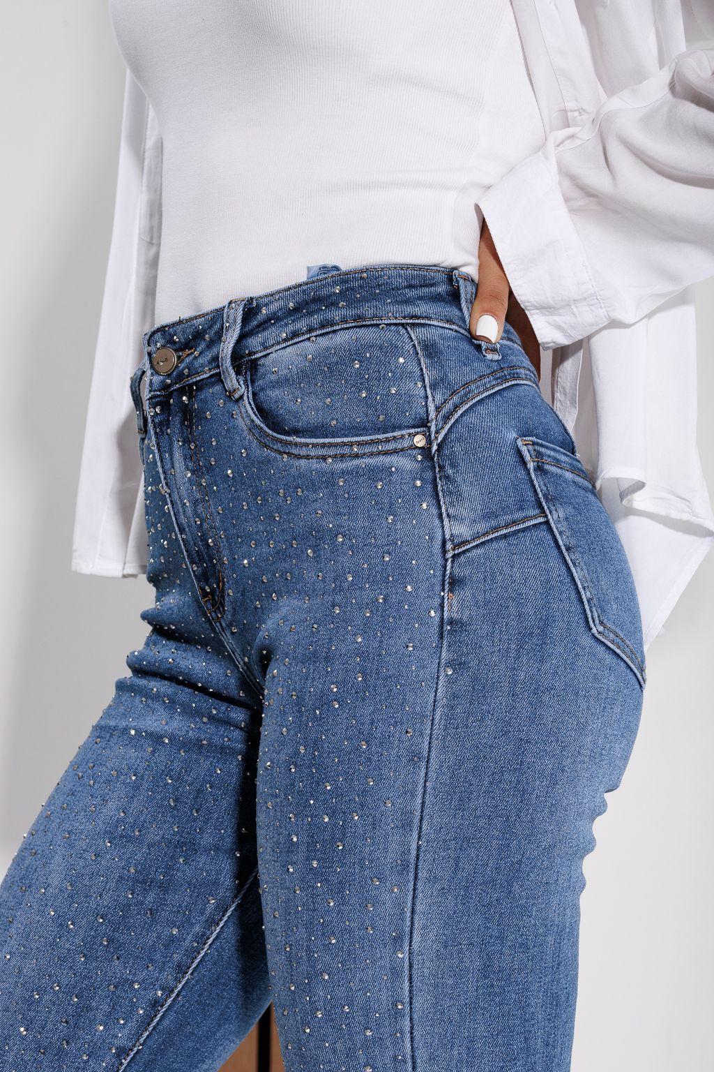 Blugi Skinny cu PushUp Dama Victoria Albastri #A1184