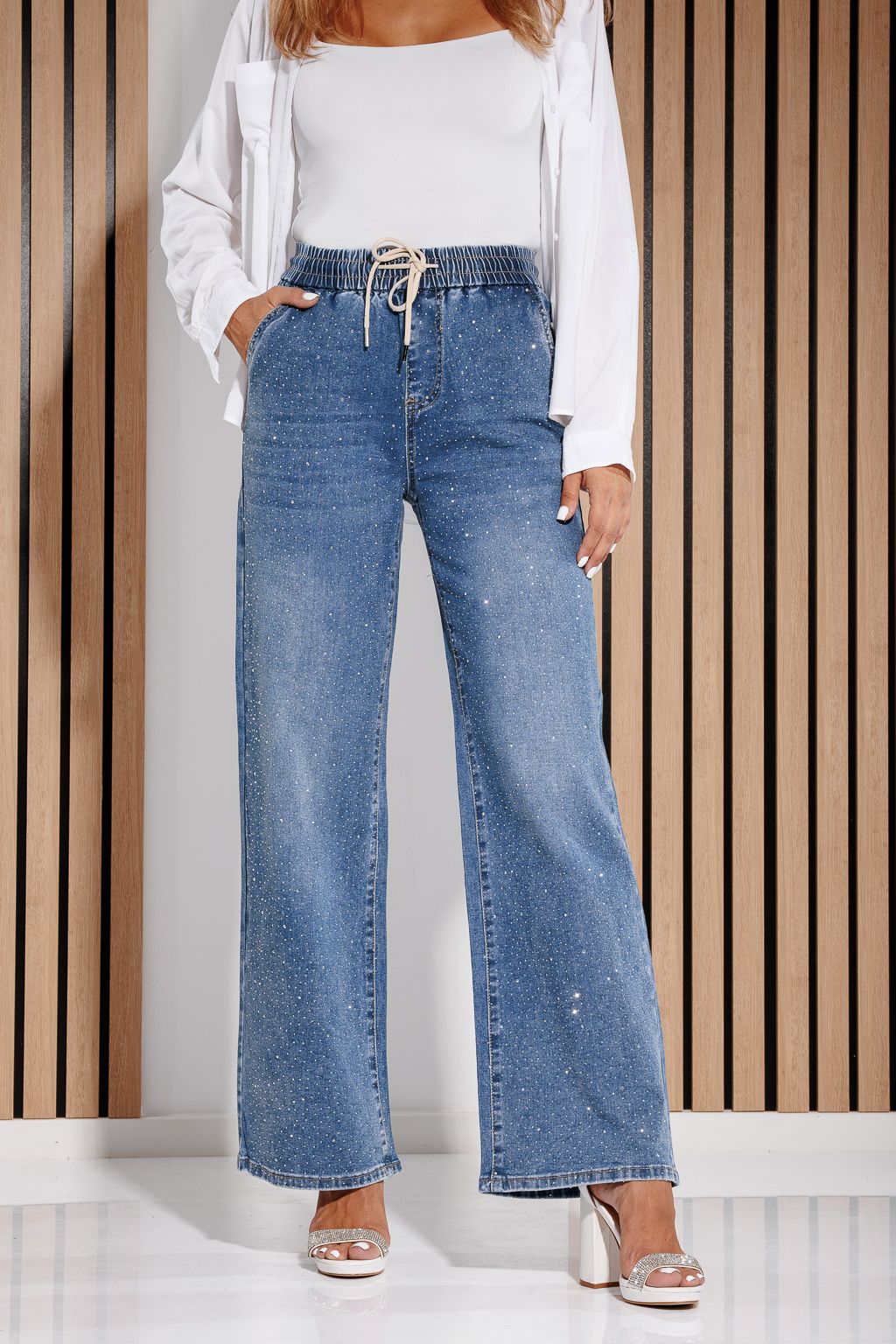 Blugi Evazati Dama Athena Albastri #A1178