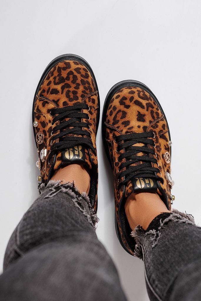 Adidasi dama leopard din piele ecologica intoarsa Alexia #22493