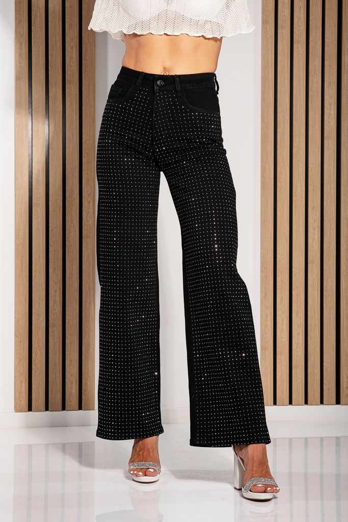 Blugi Wide Leg Dama Cleopatra Negri #A1219