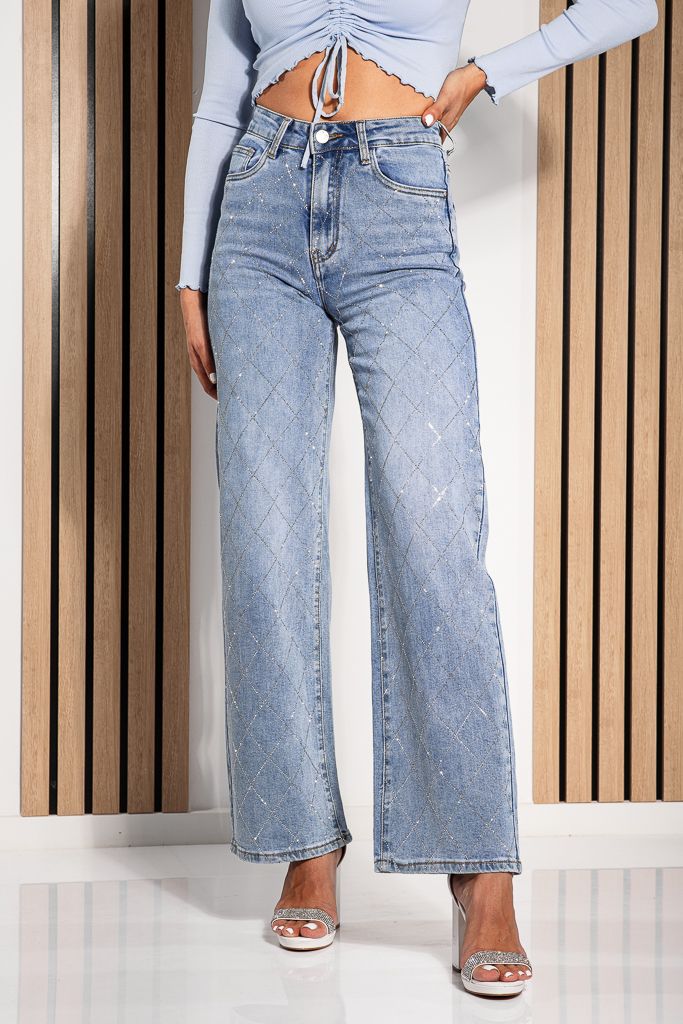 Blugi Wide Leg Fit Dama Jain Albastri #A1229