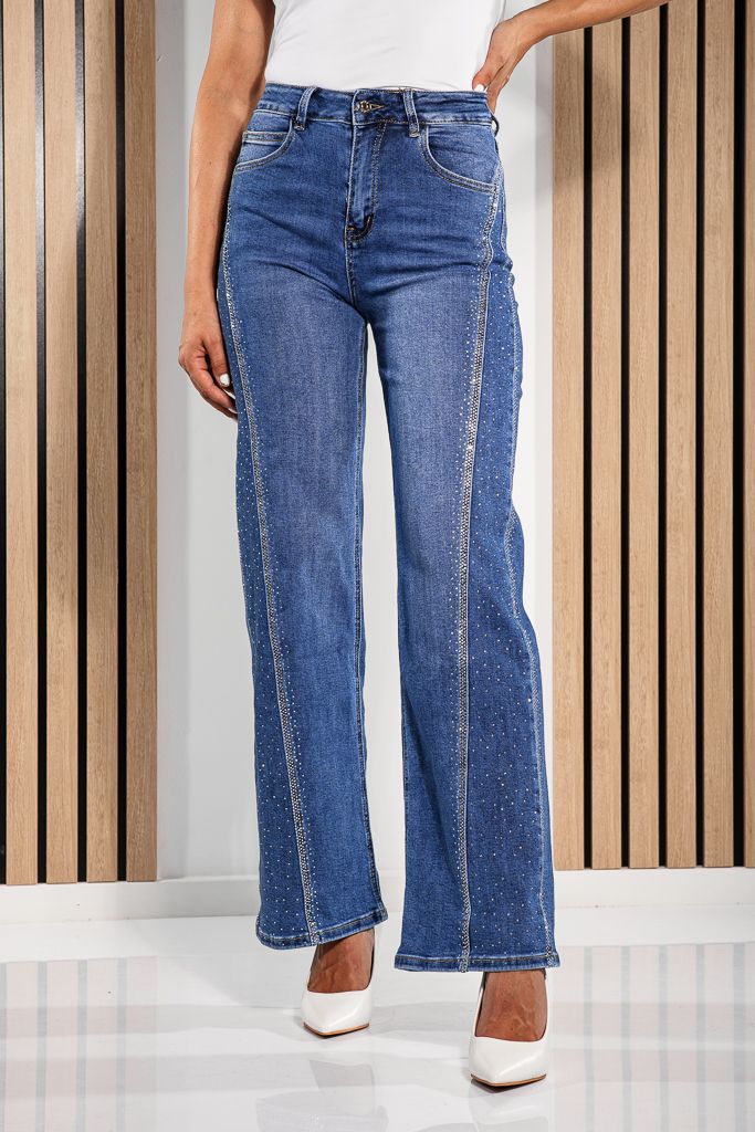 Blugi Wide Leg Fit Dama Divya Albastri #A1223