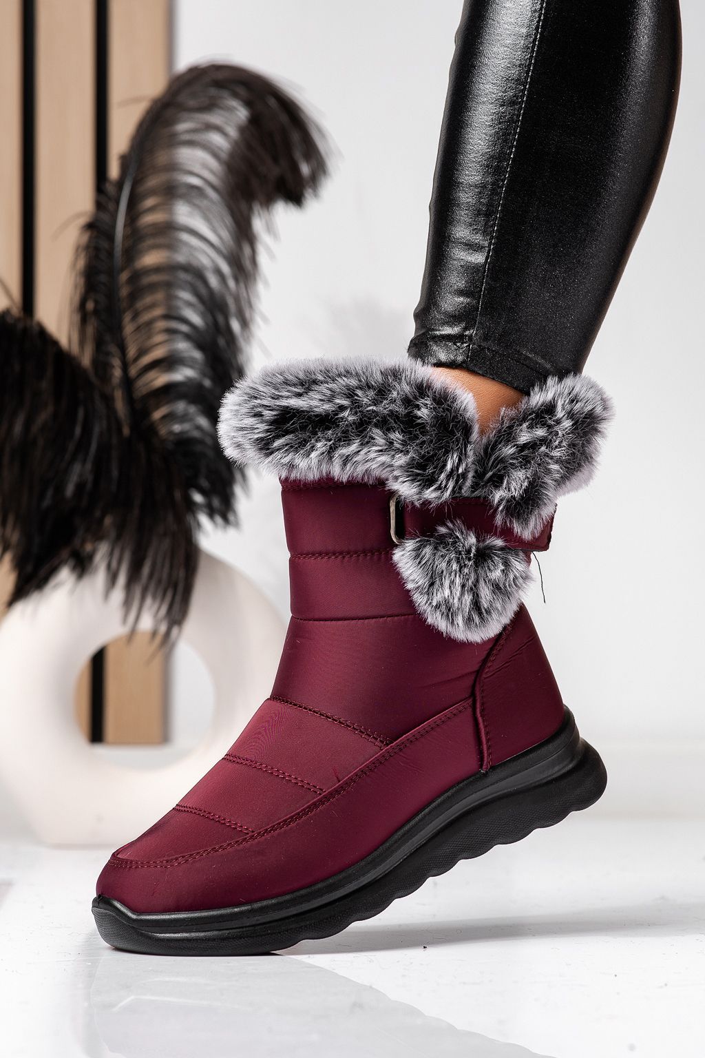 Ghete dama îmblanite bordo din Fas Alice #22574