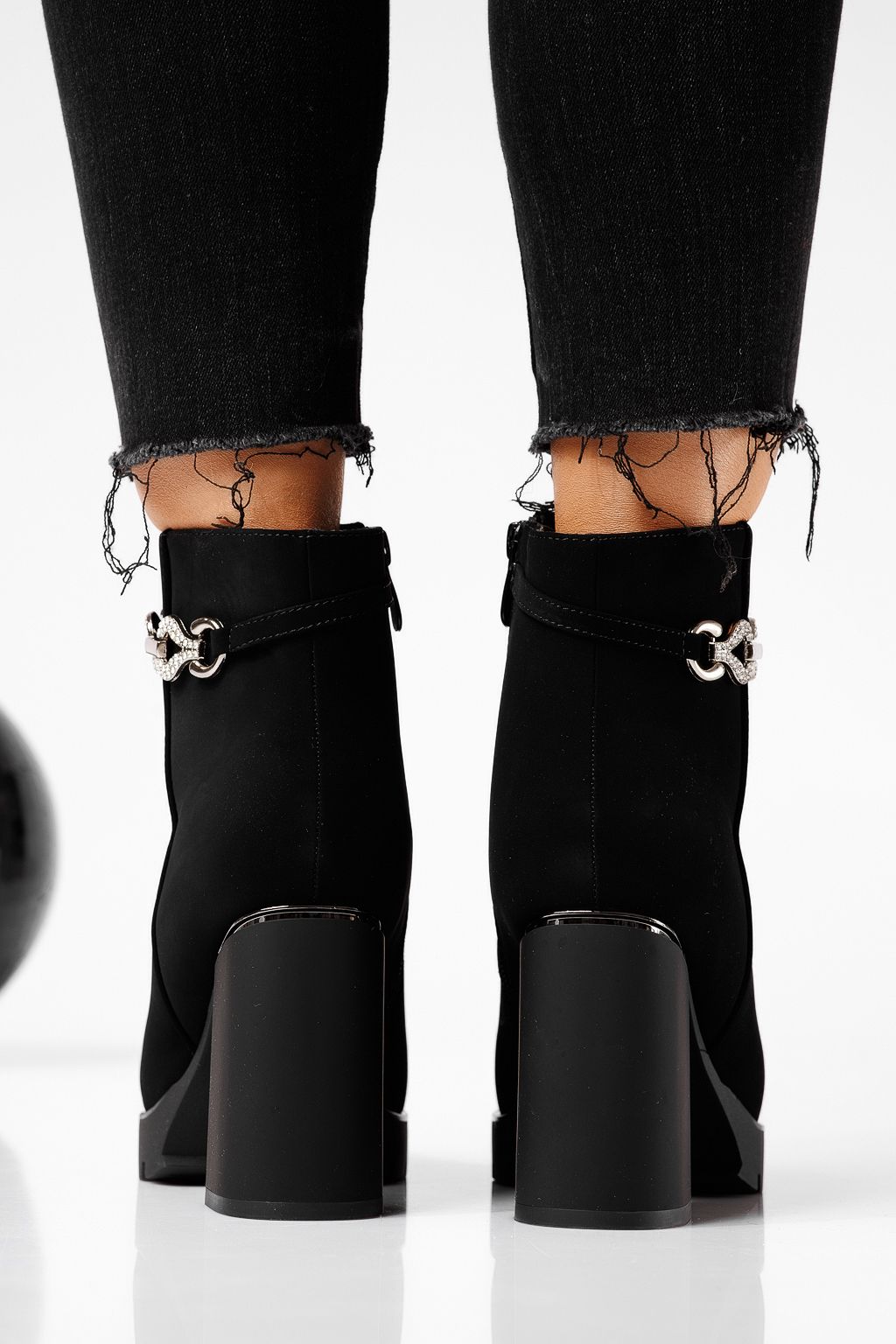 Botine dama îmblanite negre din piele ecologica Alice #22643