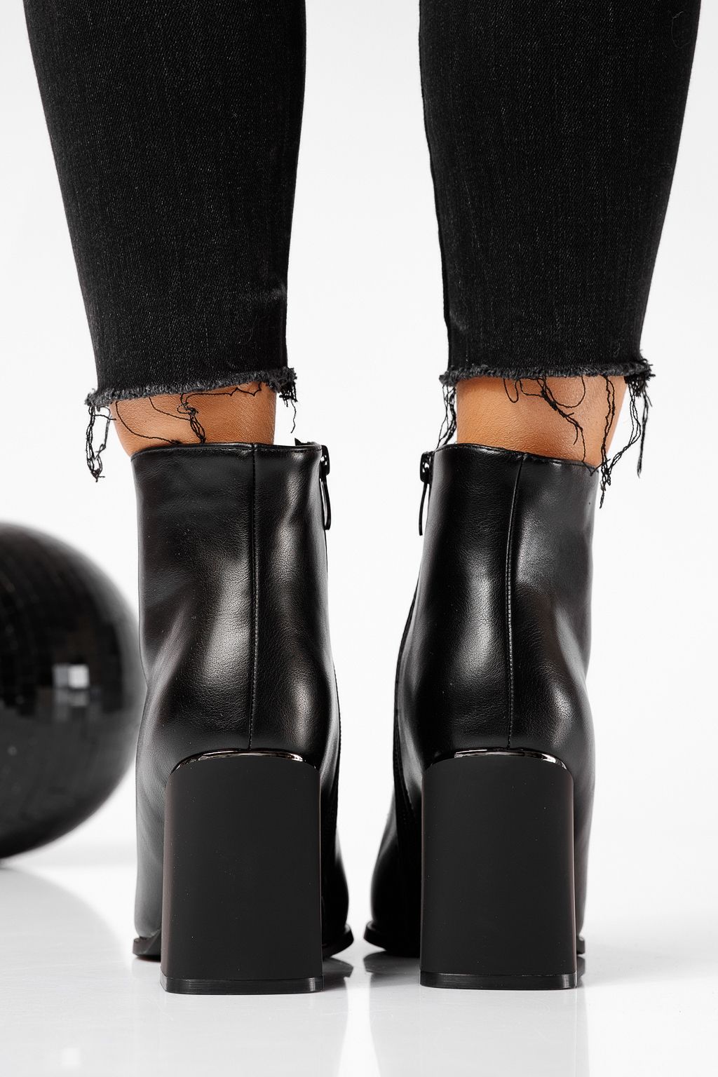 Botine dama vatuite negre din piele ecologica Dalia #22651