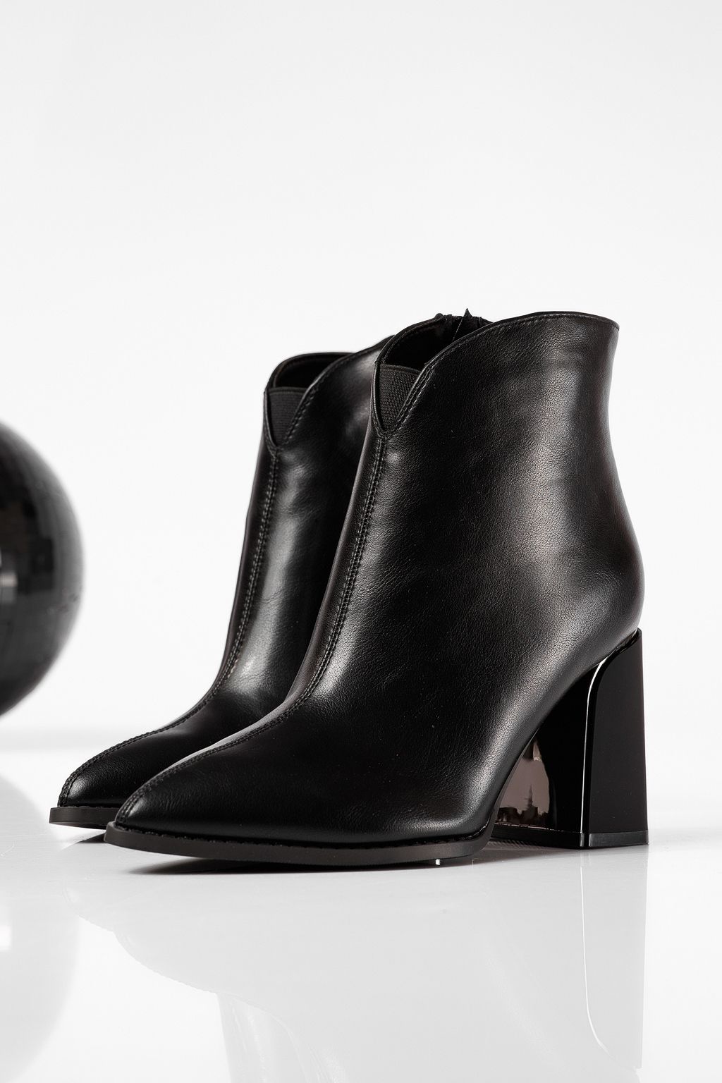 Botine dama vatuite negre din piele ecologica Dalia #22651