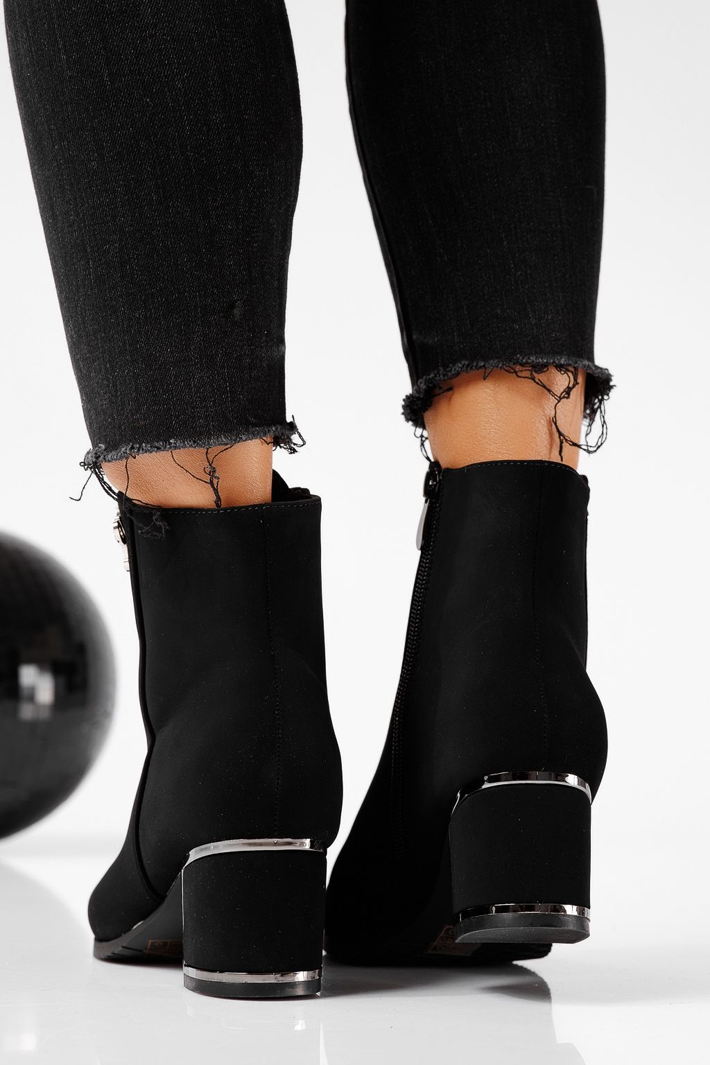 Botine dama vatuite negre din piele ecologica Alessia #22645