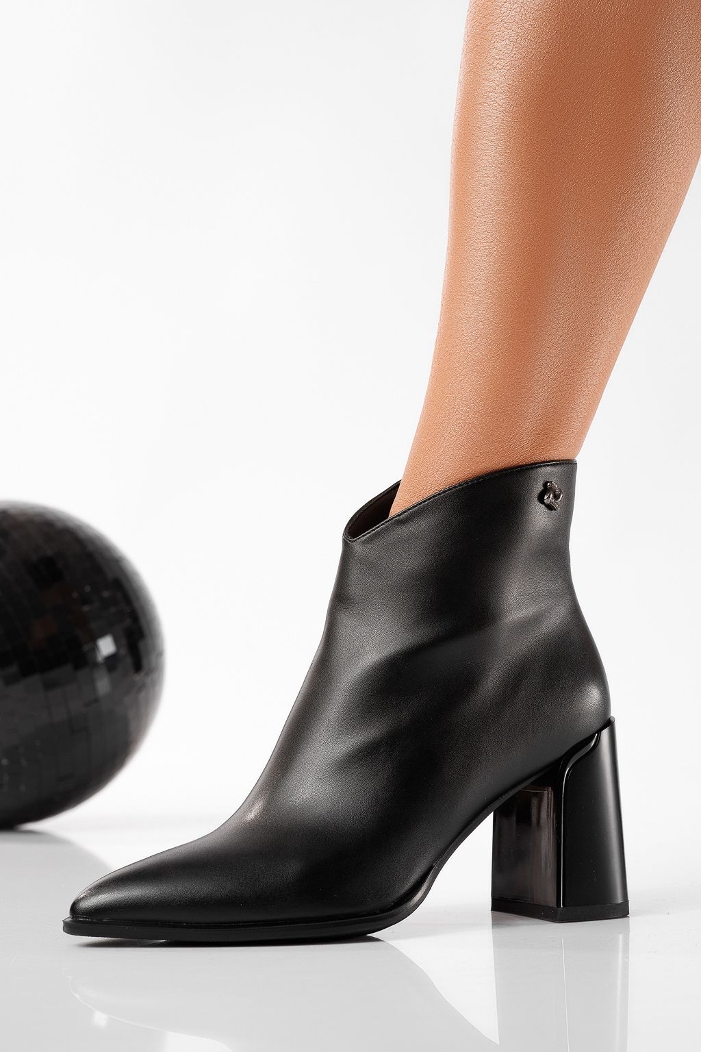 Botine dama îmblanite negre din piele ecologica Euridice #22854