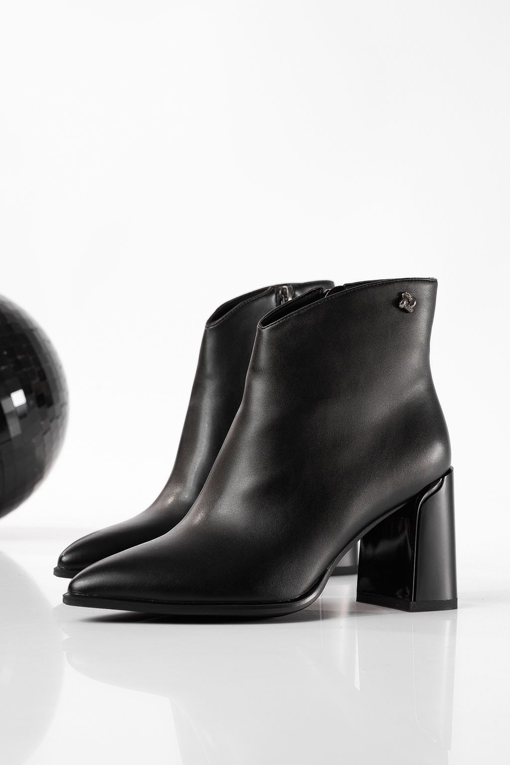 Botine dama îmblanite negre din piele ecologica Euridice #22854