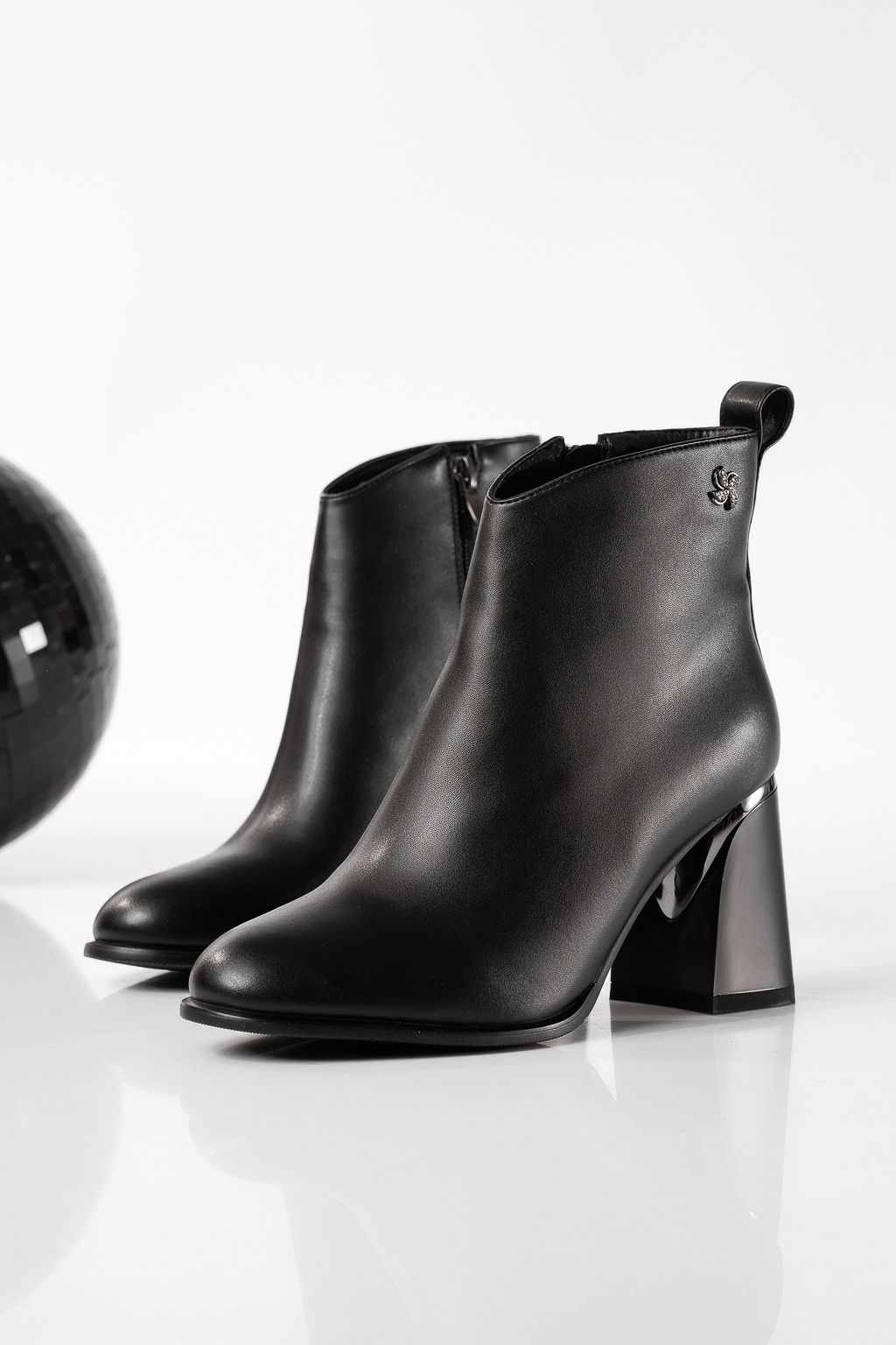Botine dama îmblanite negre din piele ecologica Kirra #22871