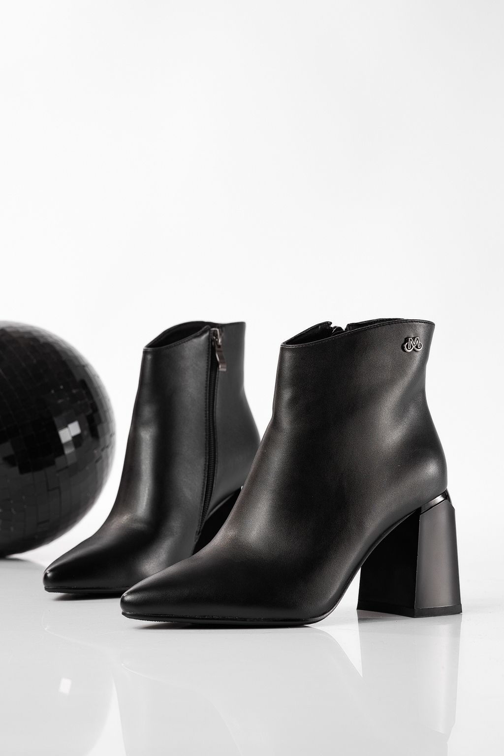 Botine dama îmblanite negre din piele ecologica Die #22846