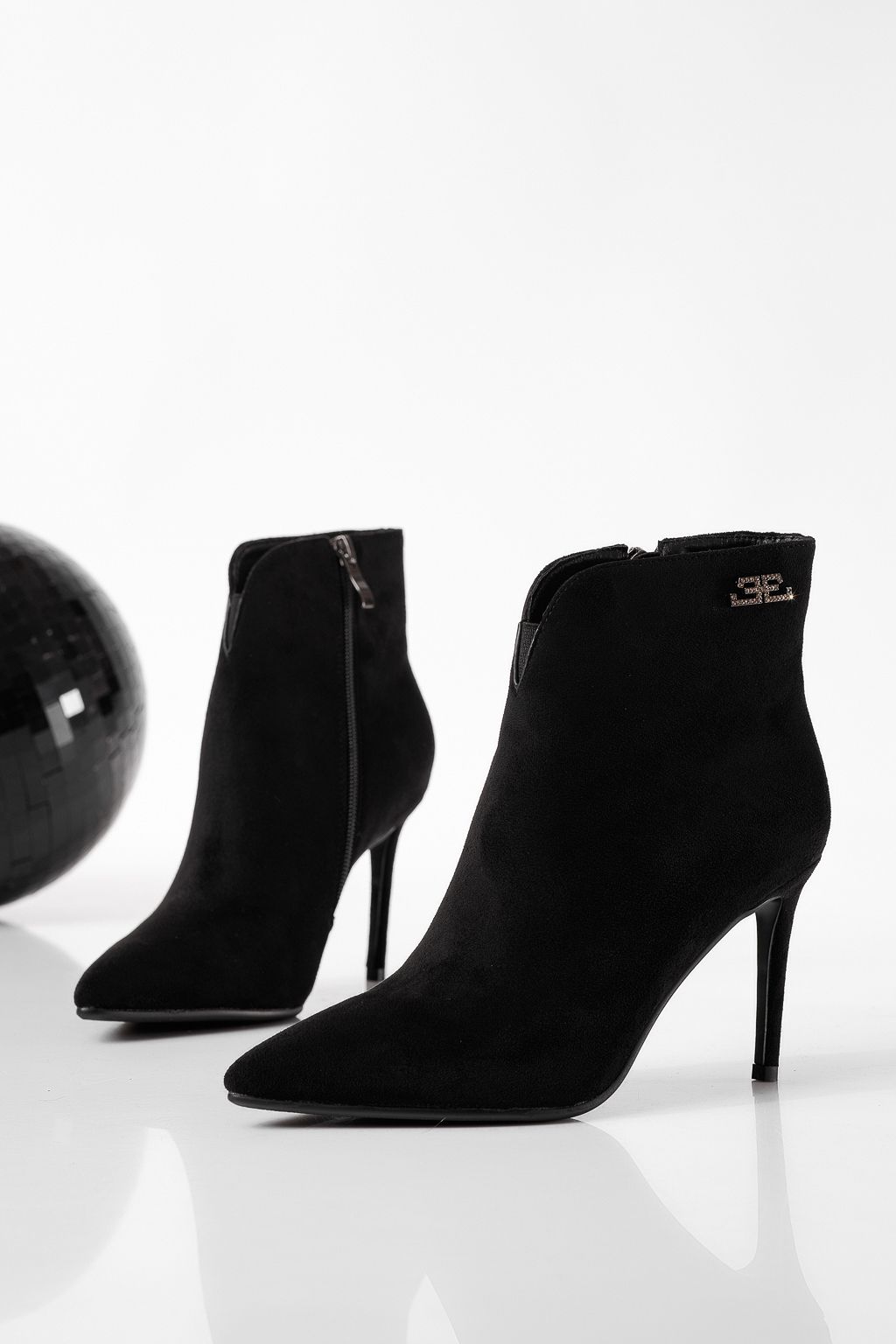 Botine dama îmblanite negre din piele ecologica intoarsa Elaine #22850