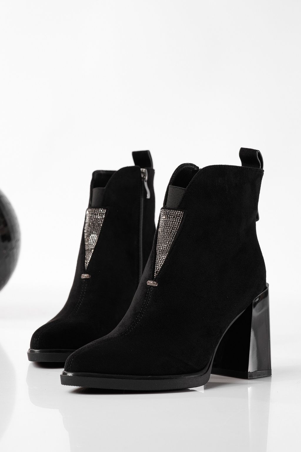 Botine dama îmblanite negre din piele ecologica intoarsa Eda #22849