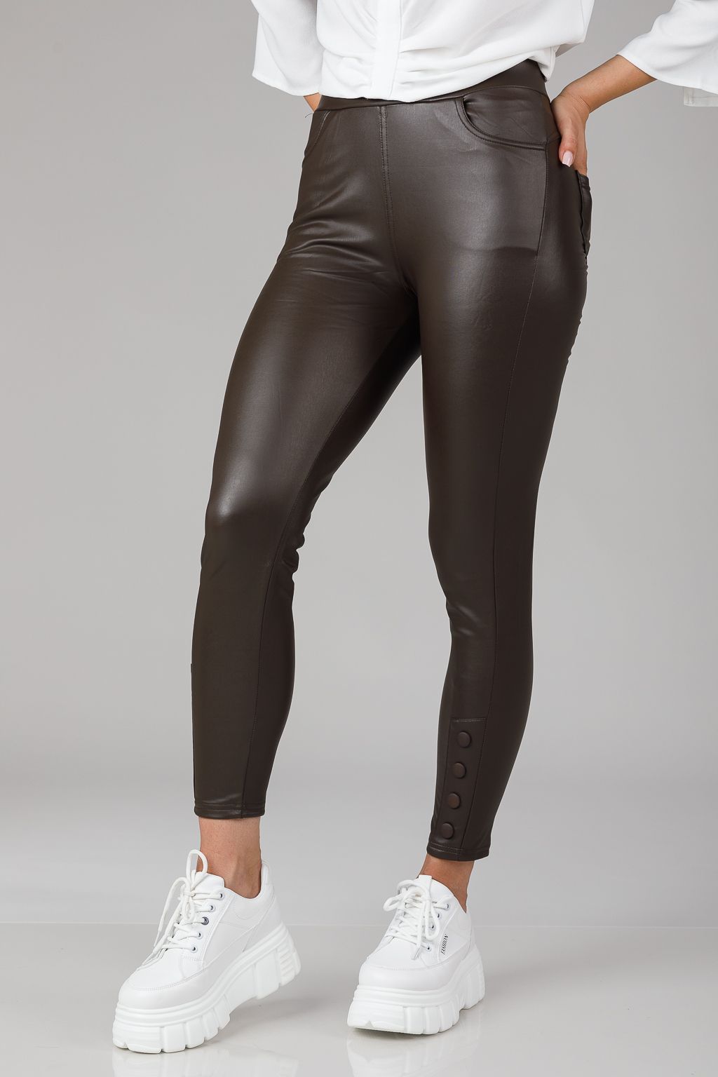 Pantaloni Dama Piele Ecologica Vatuiti Alara Maro #A260
