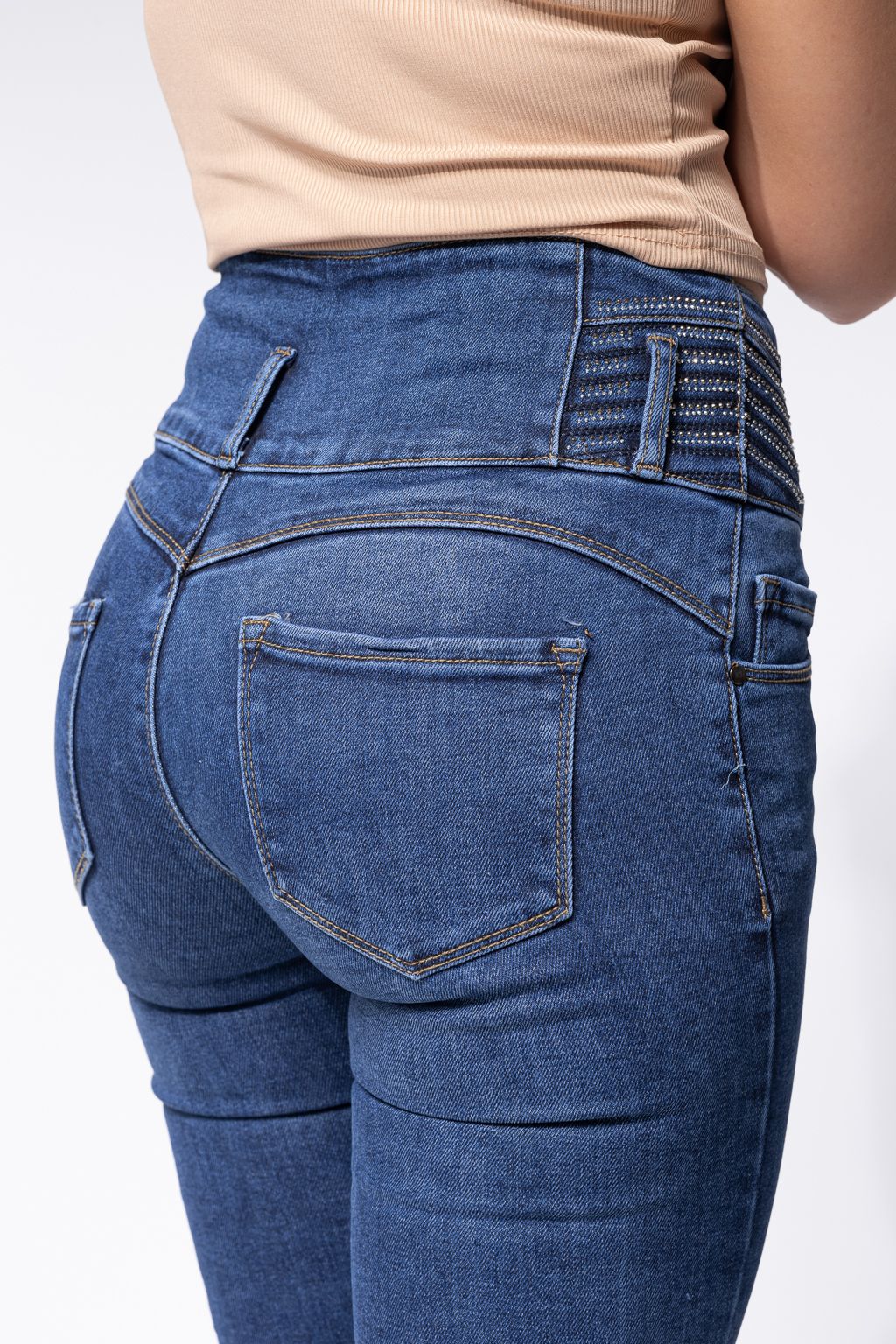 Blugi Skinny cu PushUp Dama Victoria Albastri #A658
