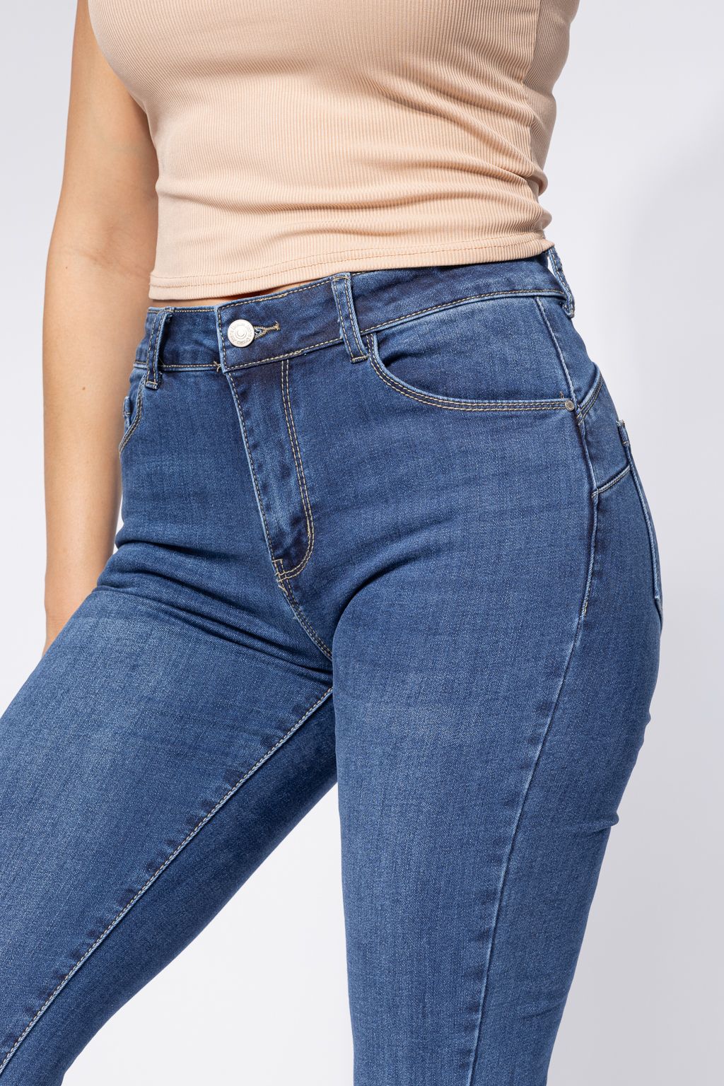 Blugi Skinny cu PushUp Vatuiti Dama Amira Albastri #A662