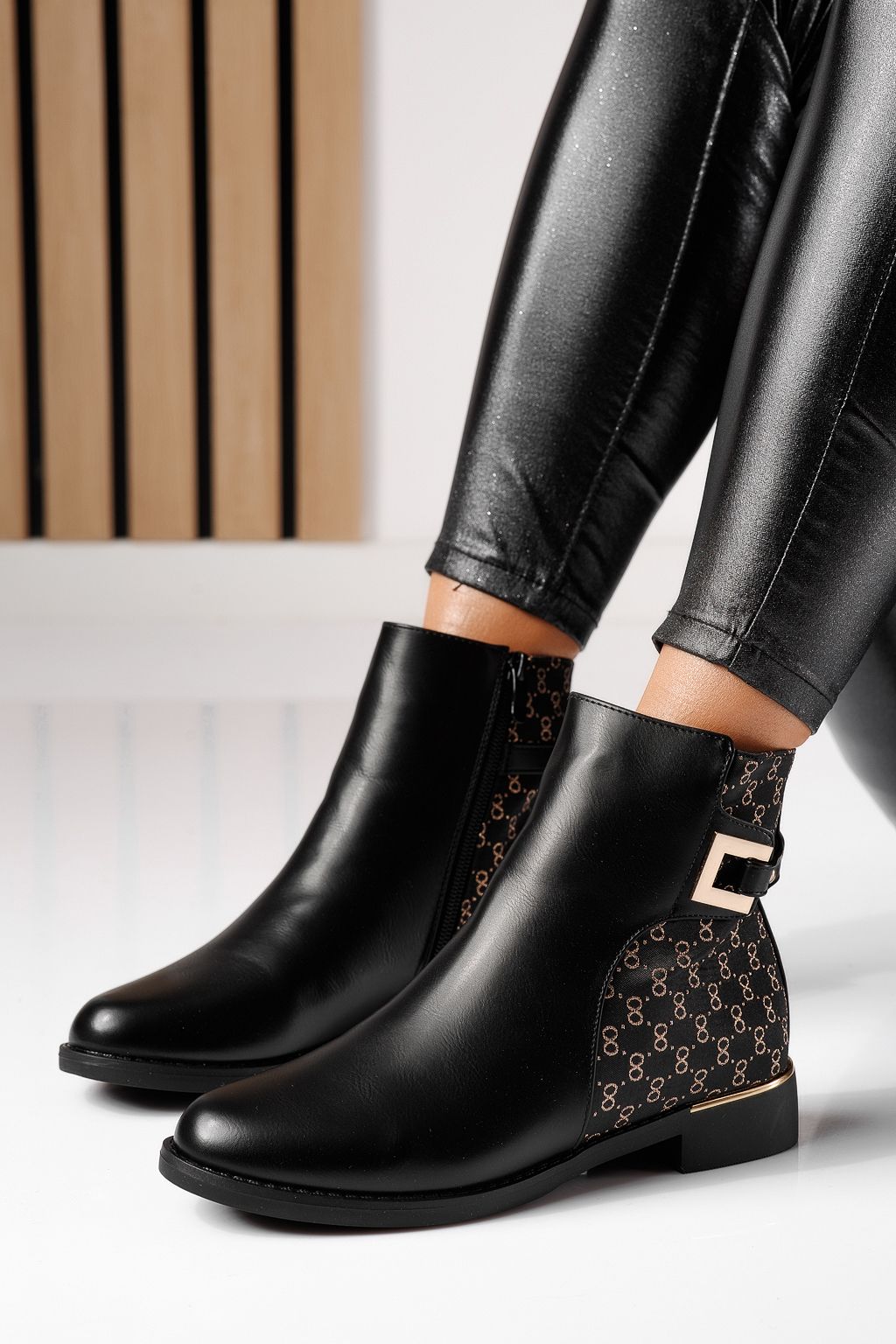 Ghete Dama  îmblanite Peyton Negre #16868