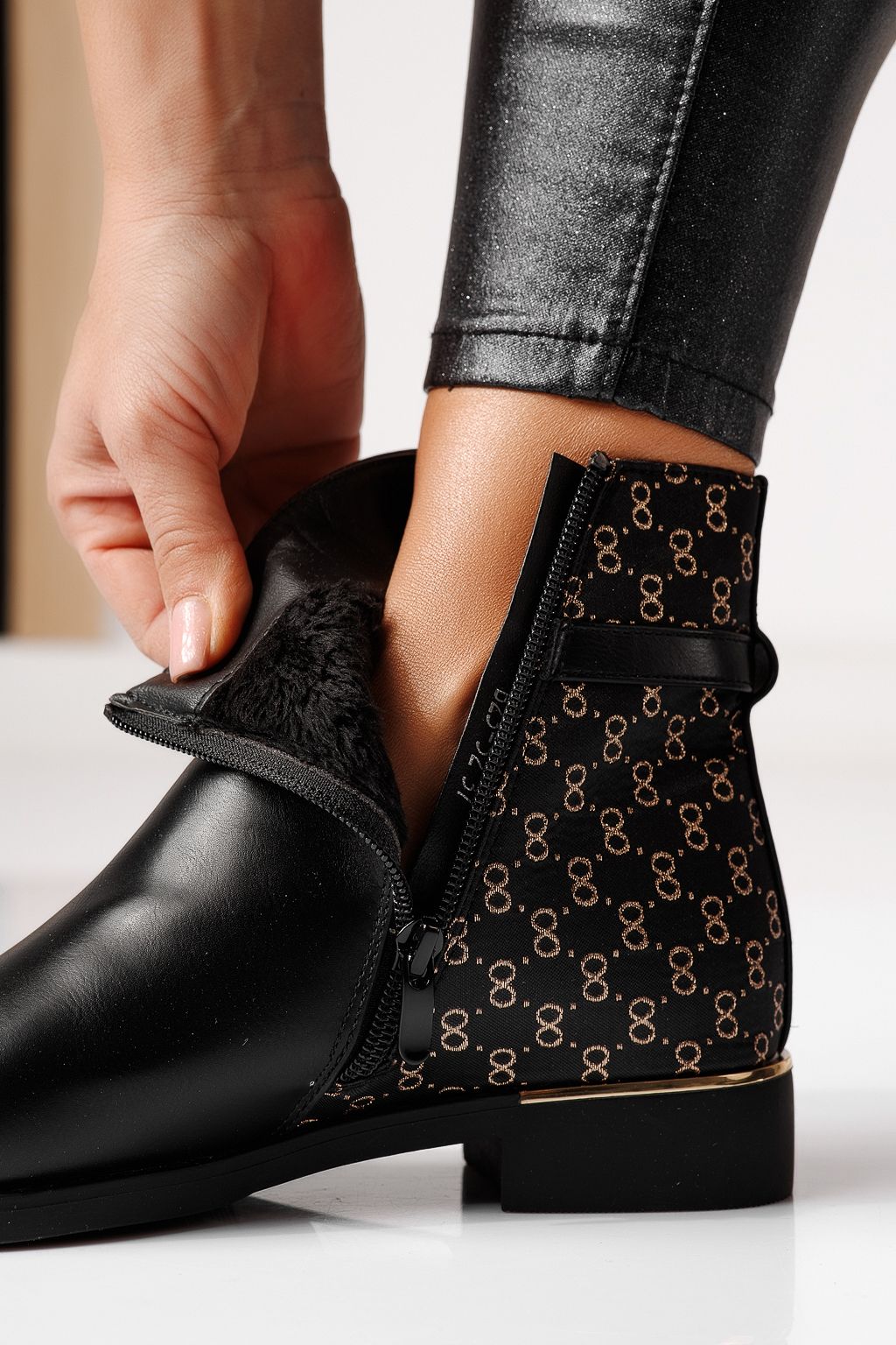 Ghete Dama  îmblanite Peyton Negre #16868