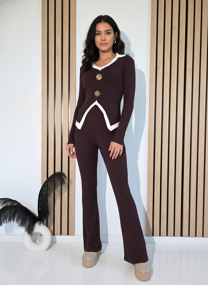  Compleu Dama maro Amira 2 piese tricot #A1244