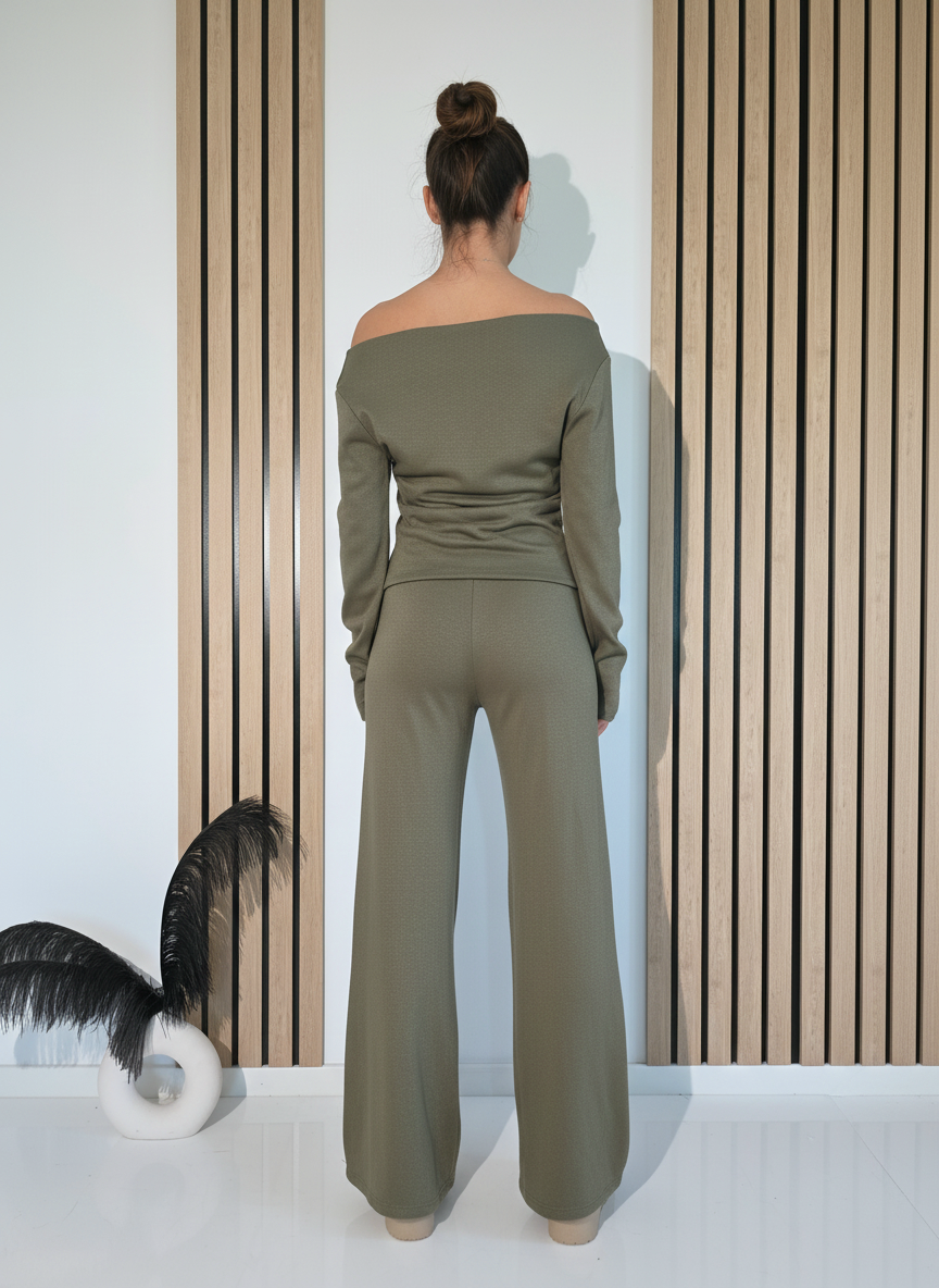 Compleu Dama verde Flori 2 piese vatuit #A1264