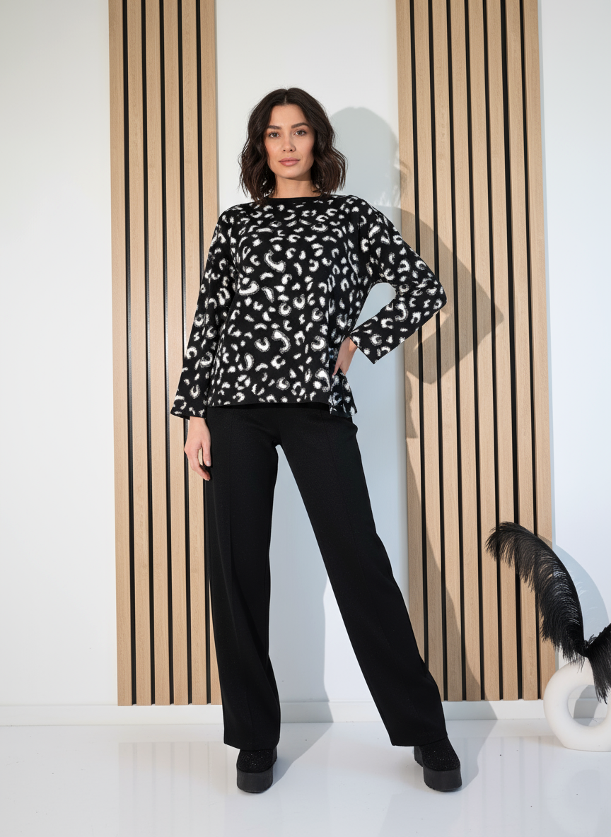 Compleu Dama negru Fergie 2 piese tricot #A1250