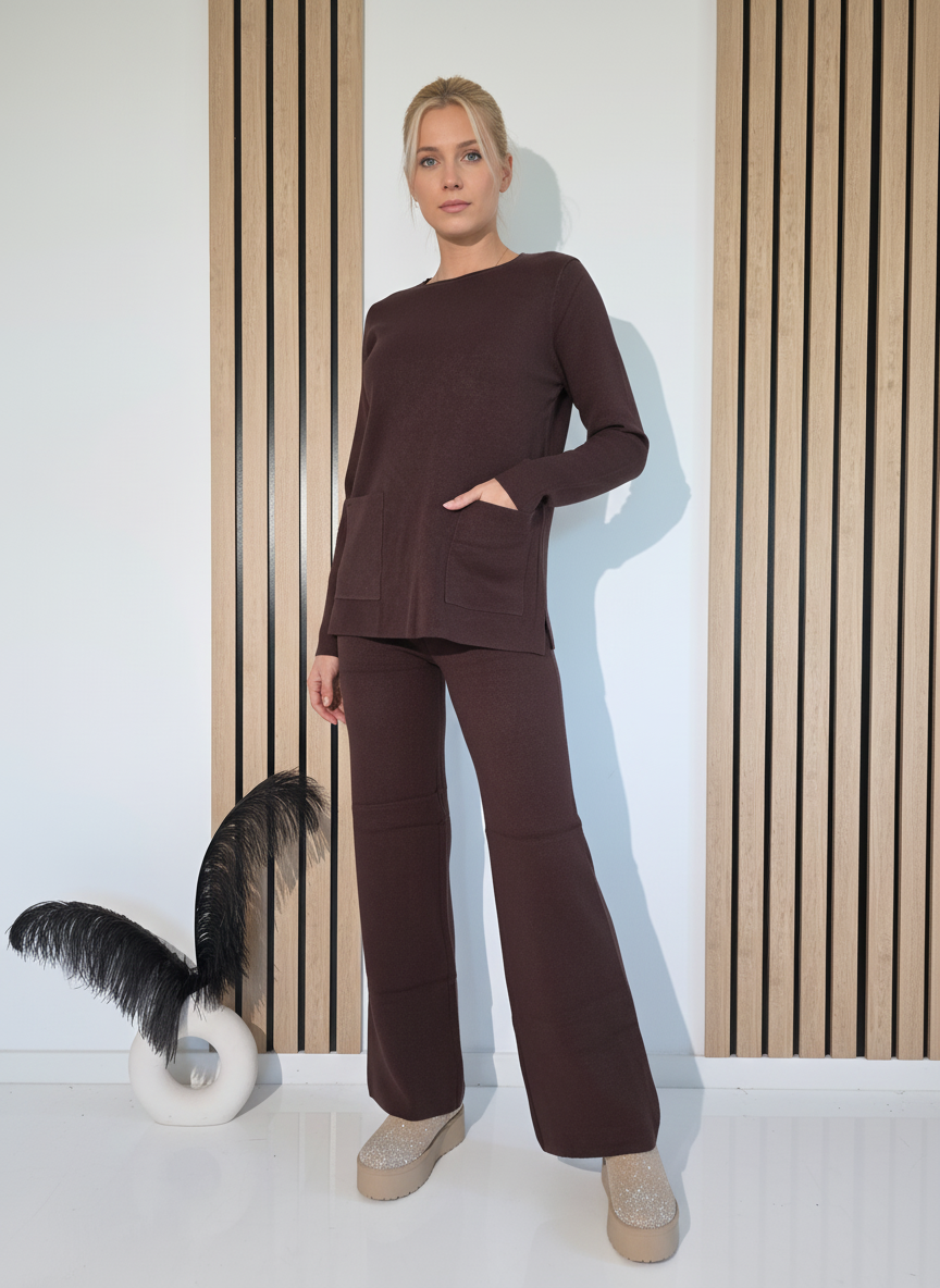 Compleu Dama maro Adina 2 piese tricot #A1239