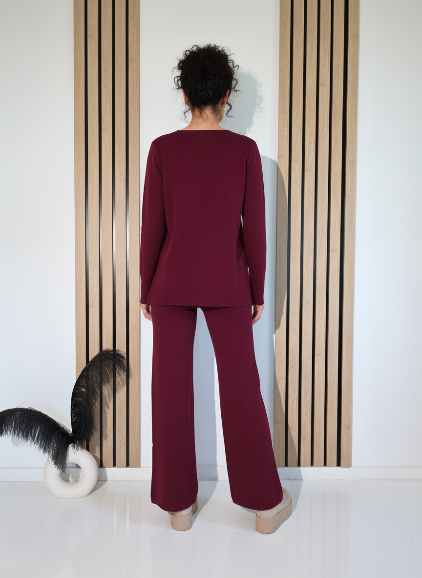 Compleu Dama bordo Adina 2 piese tricot #A1238