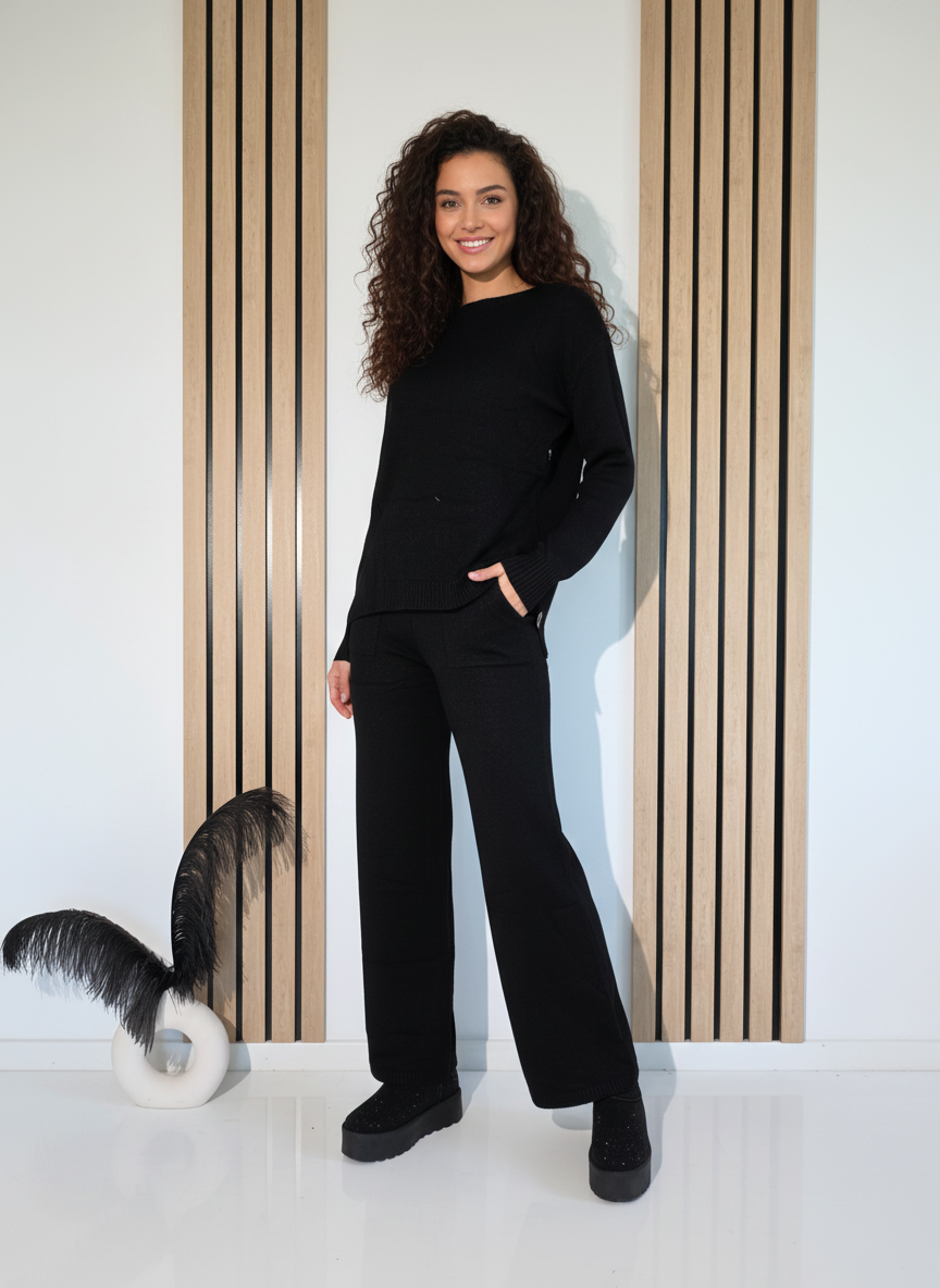 Compleu Dama negru Page 2 piese tricot #A1256