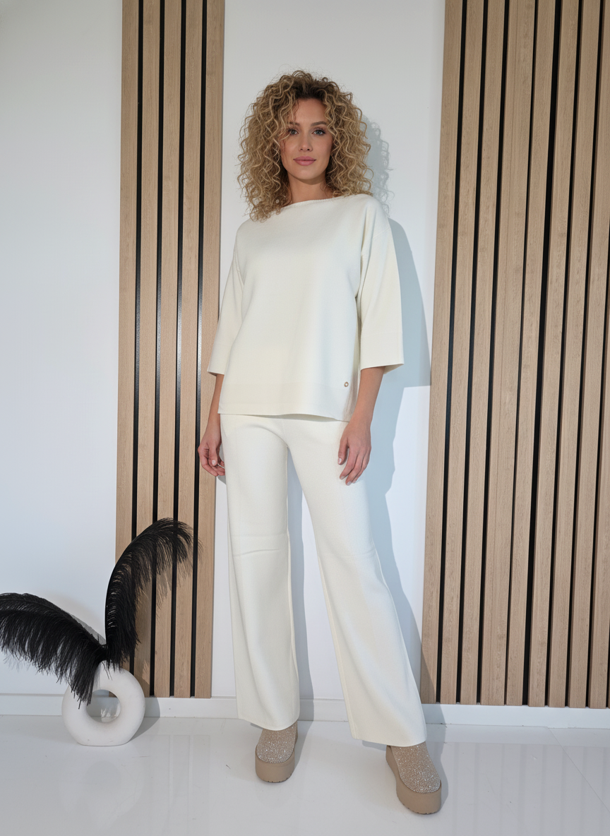  Compleu Dama alb Kirra 2 piese tricot #A1254