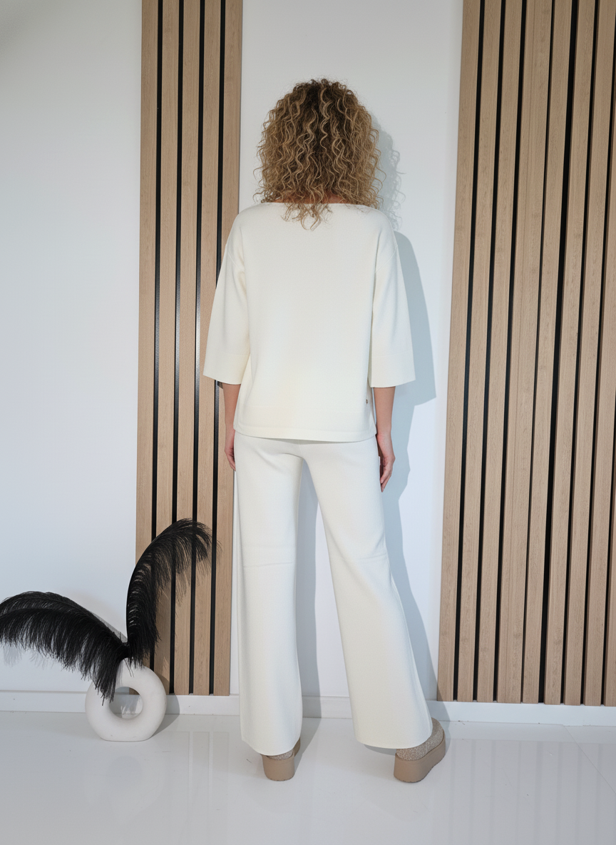  Compleu Dama alb Kirra 2 piese tricot #A1254