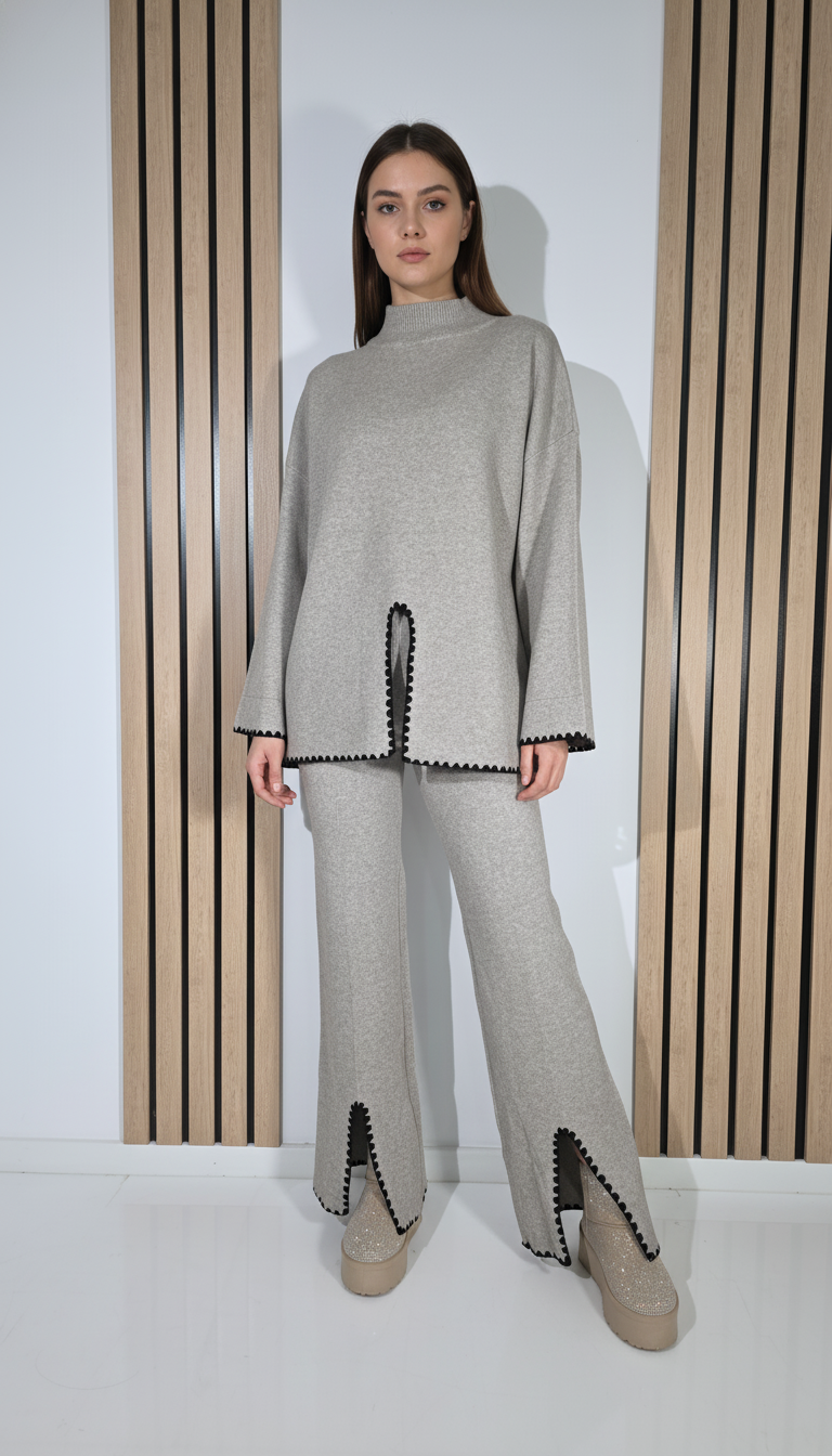  Compleu Dama bej June 2 piese tricot #A1277