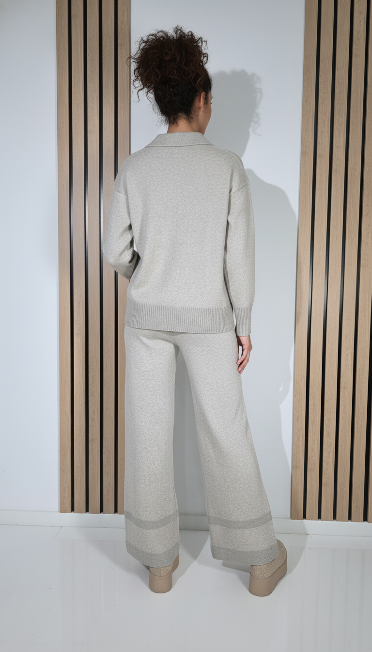  Compleu Dama bej Eliza 2 piese tricot #A1281