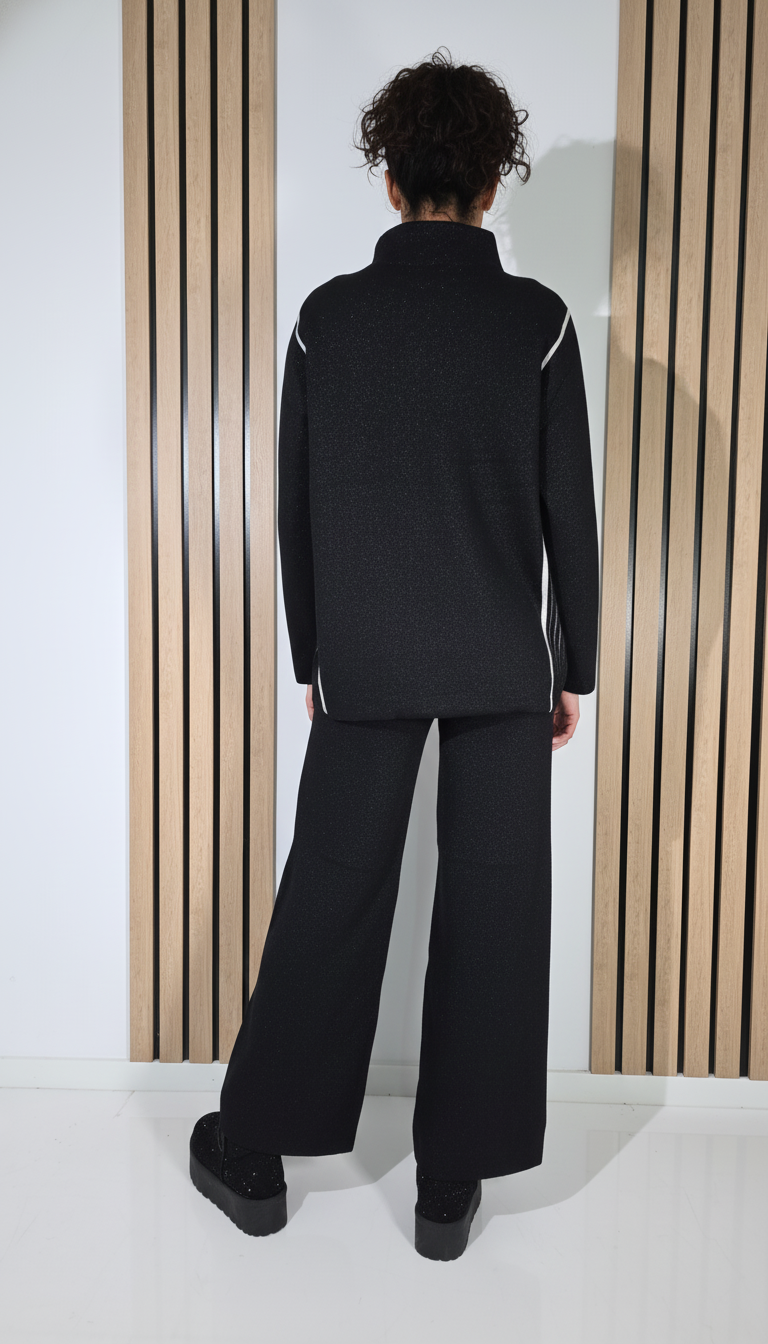  Compleu Dama negru Isabella 2 piese tricot #A1273