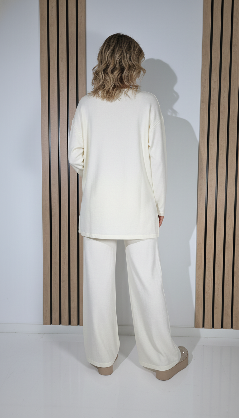  Compleu Dama alb Isra 2 piese tricot #A1285