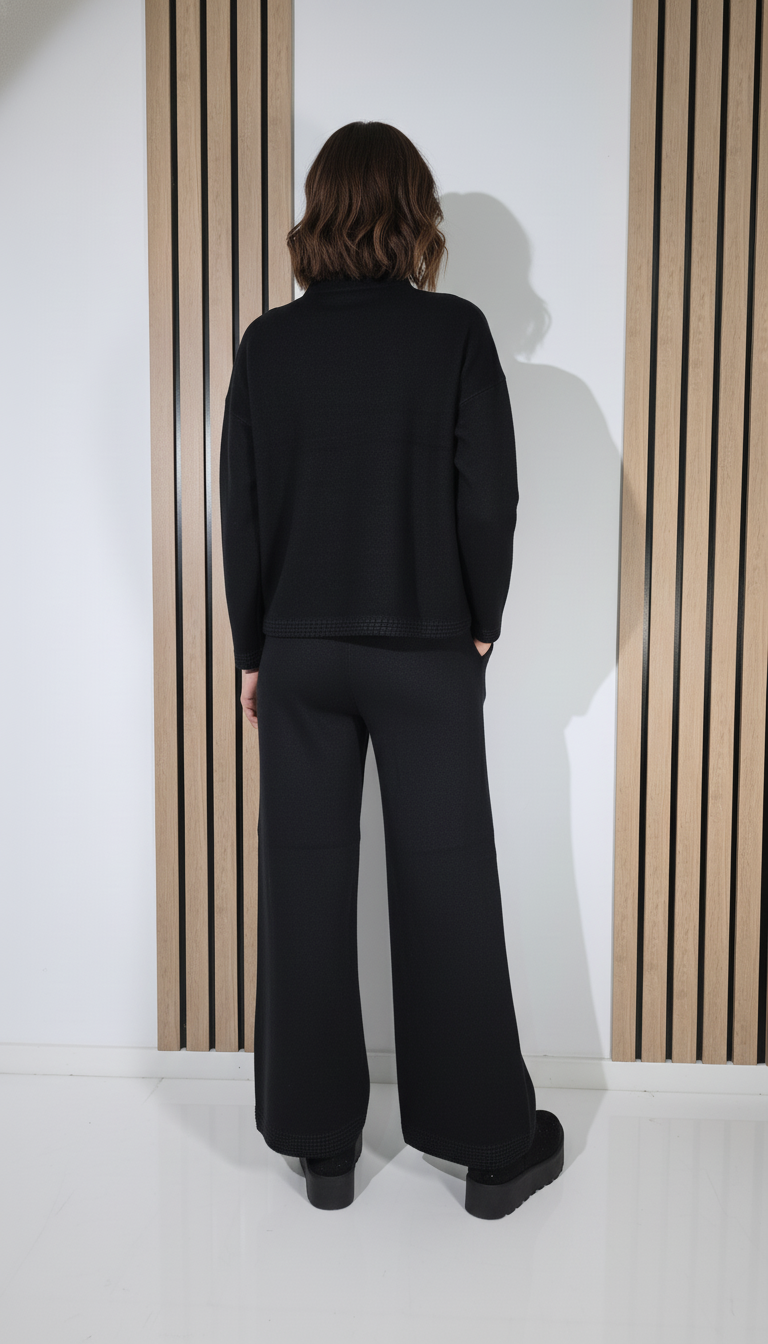  Compleu Dama negru Leila 2 piese tricot #A1289