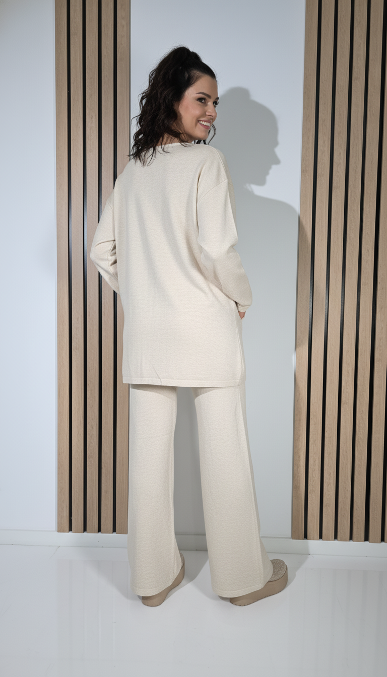  Compleu Dama bej Isra 2 piese tricot #A1284