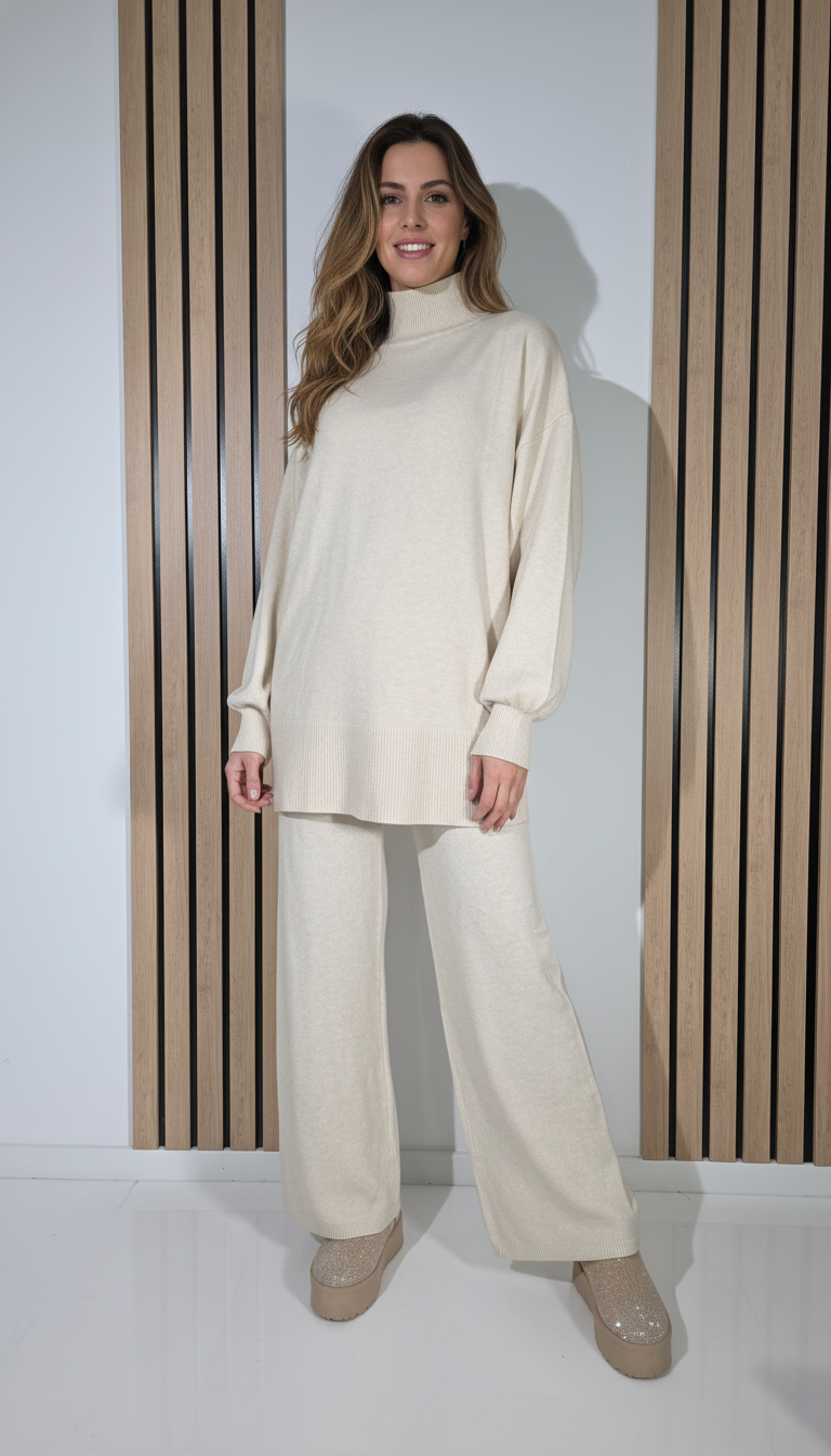  Compleu Dama bej Elvira 2 piese tricot #A1286