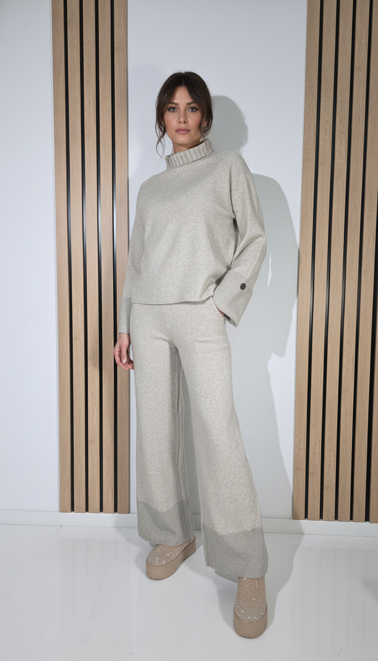  Compleu Dama bej Flavia 2 piese tricot #A1288