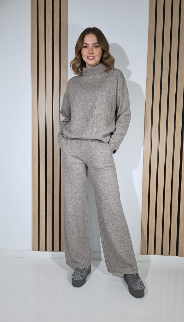  Compleu Dama bej Leila 2 piese tricot #A1290