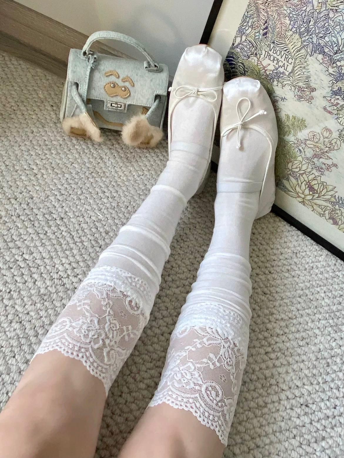 Ciorapi lungi dama albi Marisa #A1296